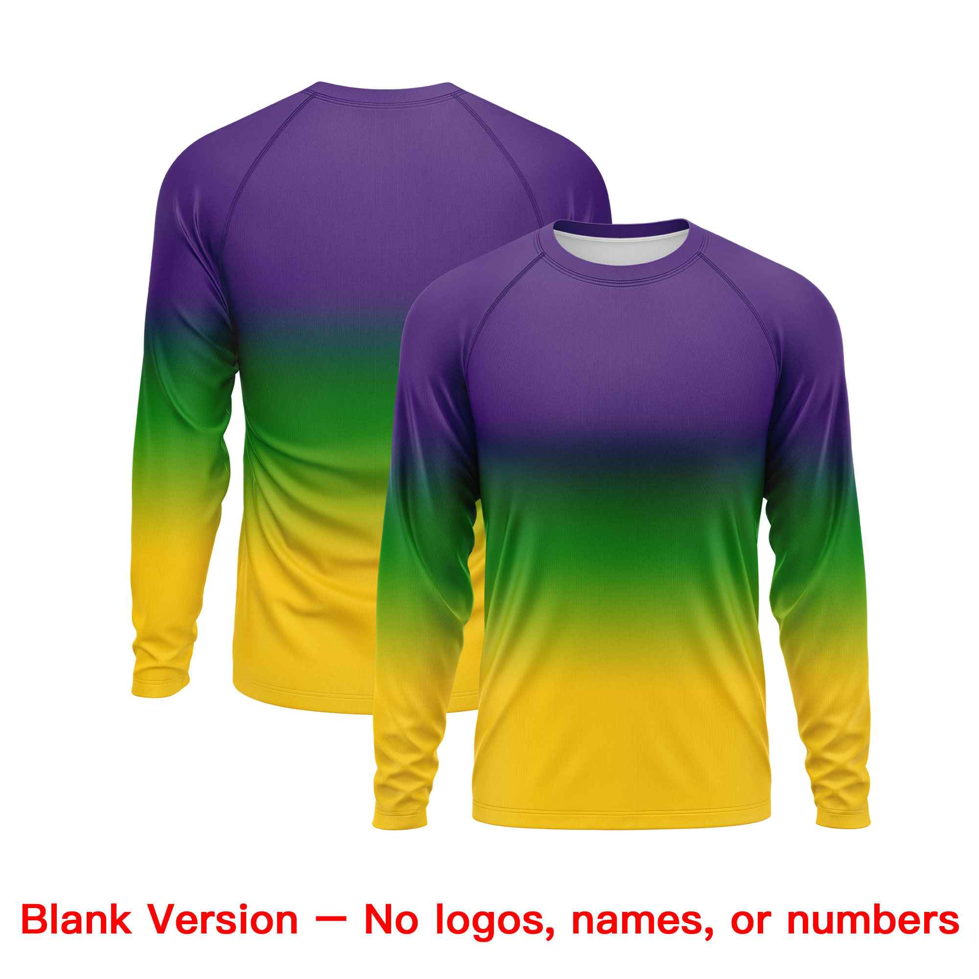 Benutzerdefiniertes, personalisiertes Mardi Gras Langarm-Performance-T-Shirt mit Rundhalsausschnitt