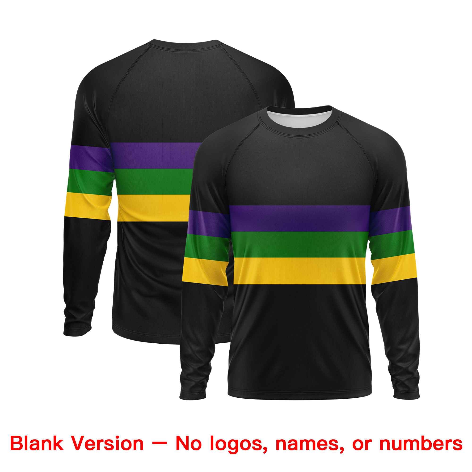 Benutzerdefiniertes, personalisiertes Mardi Gras Langarm-Performance-T-Shirt mit Rundhalsausschnitt