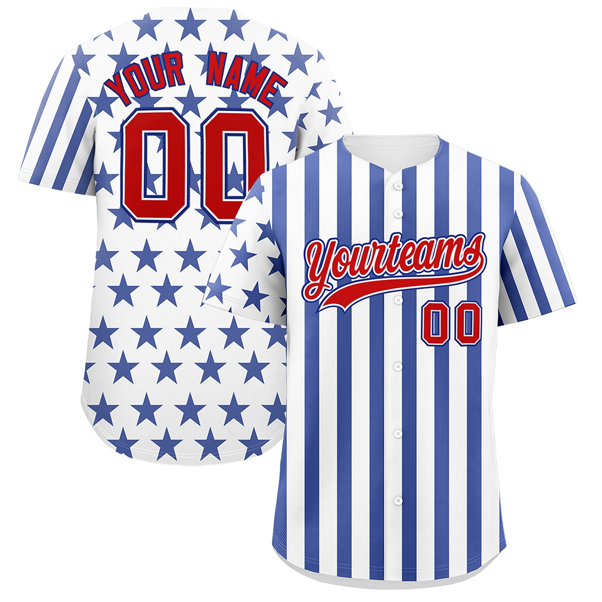 Benutzerdefiniertes Graffiti-Muster-Baseball-Trikot mit amerikanischer Flagge