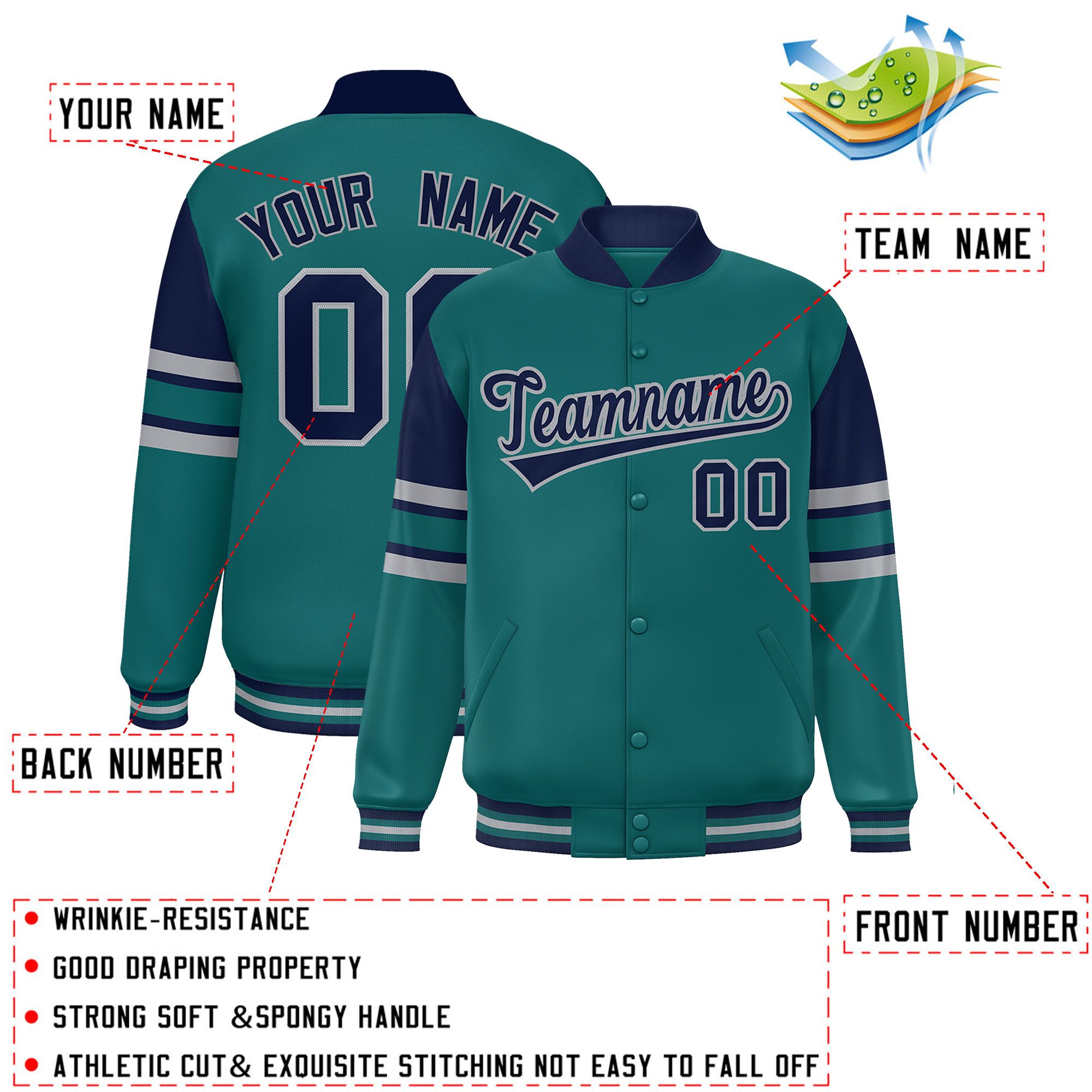 Custom Varsity Full-Snap Color Block Letterman Jacket