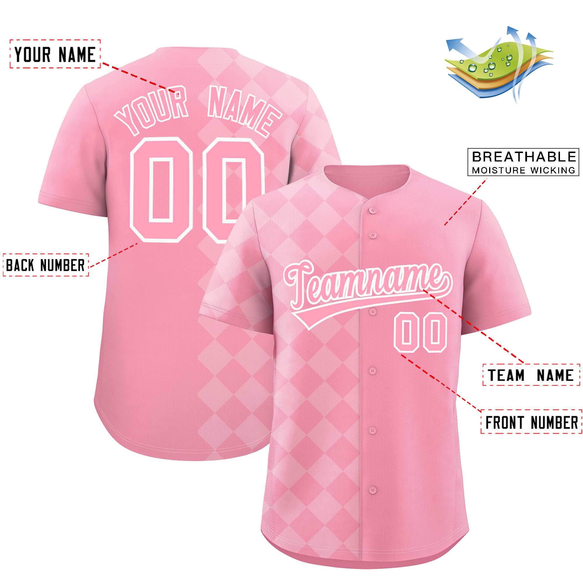 Authentisches Baseball-Trikot im individuellen Rhombus-Design