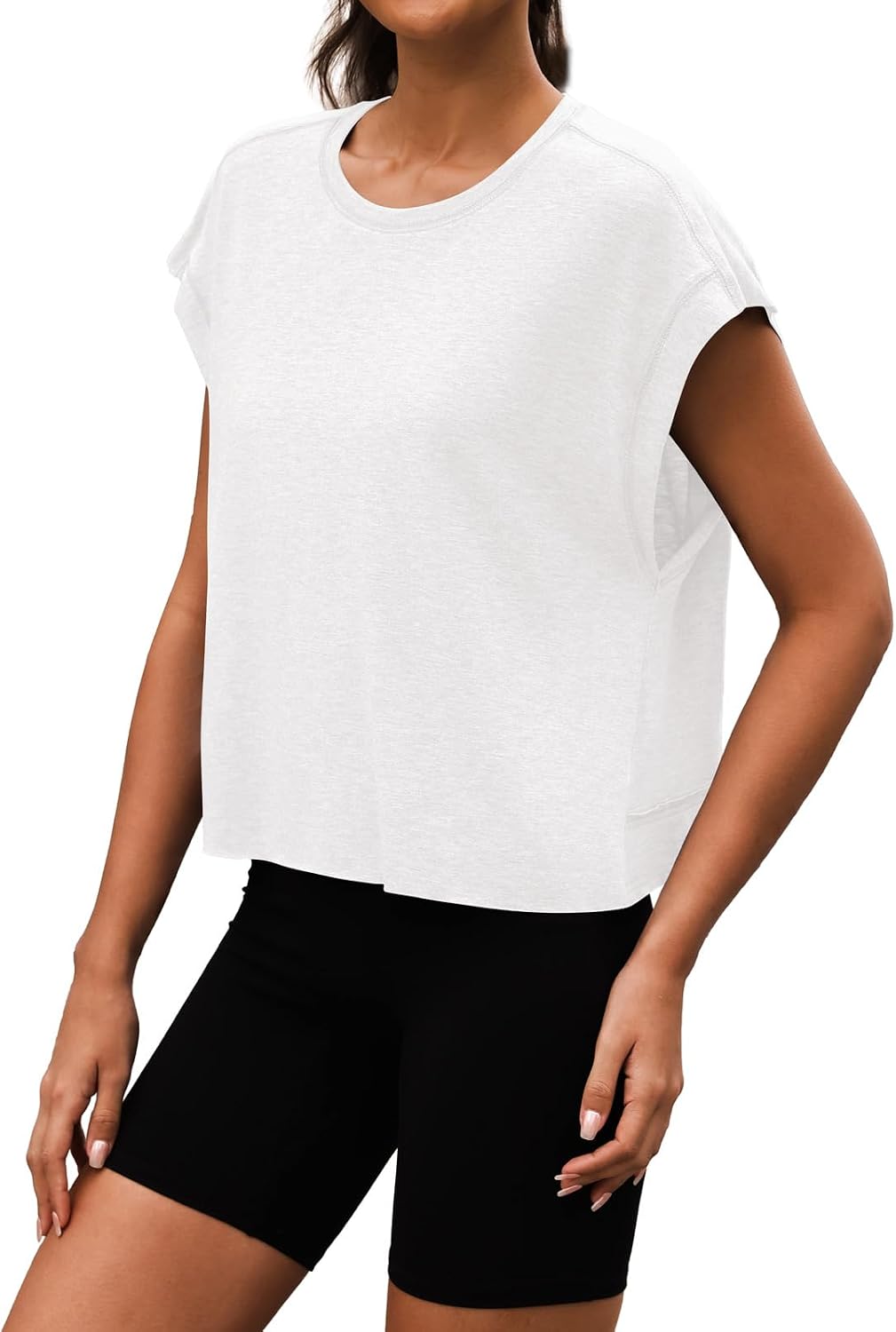 Women's Open Back Workout Tee Short Sleeve Athletic Top
