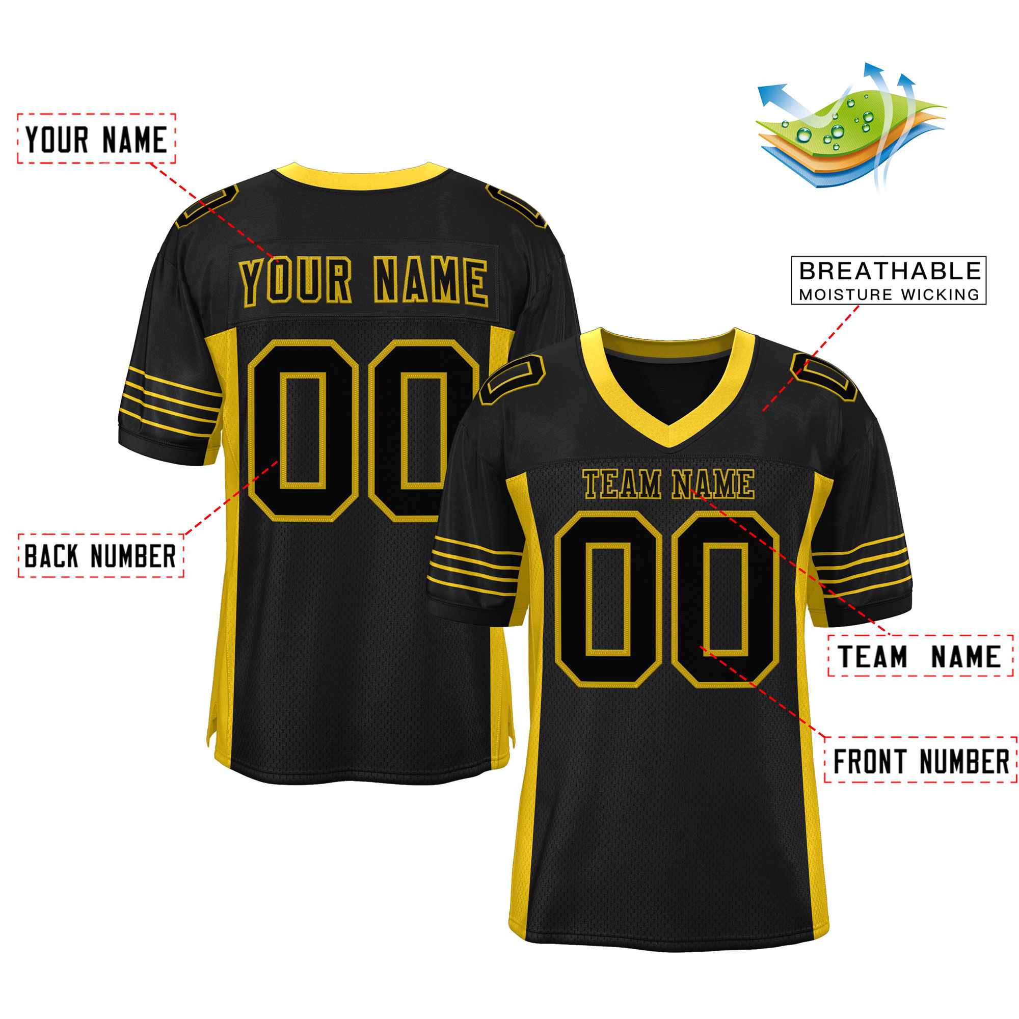 Authentisches Mesh-Fußballtrikot mit individuellem Einsatz und Farbdesign
