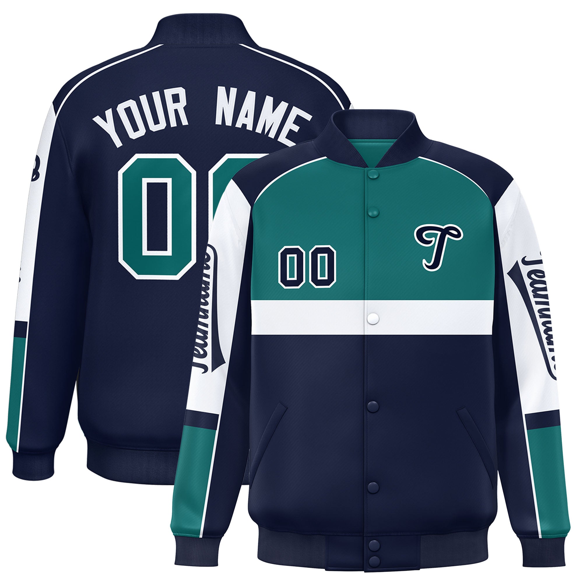 Custom Varsity Full-Snap Raglan Sleeves Letterman Jacket