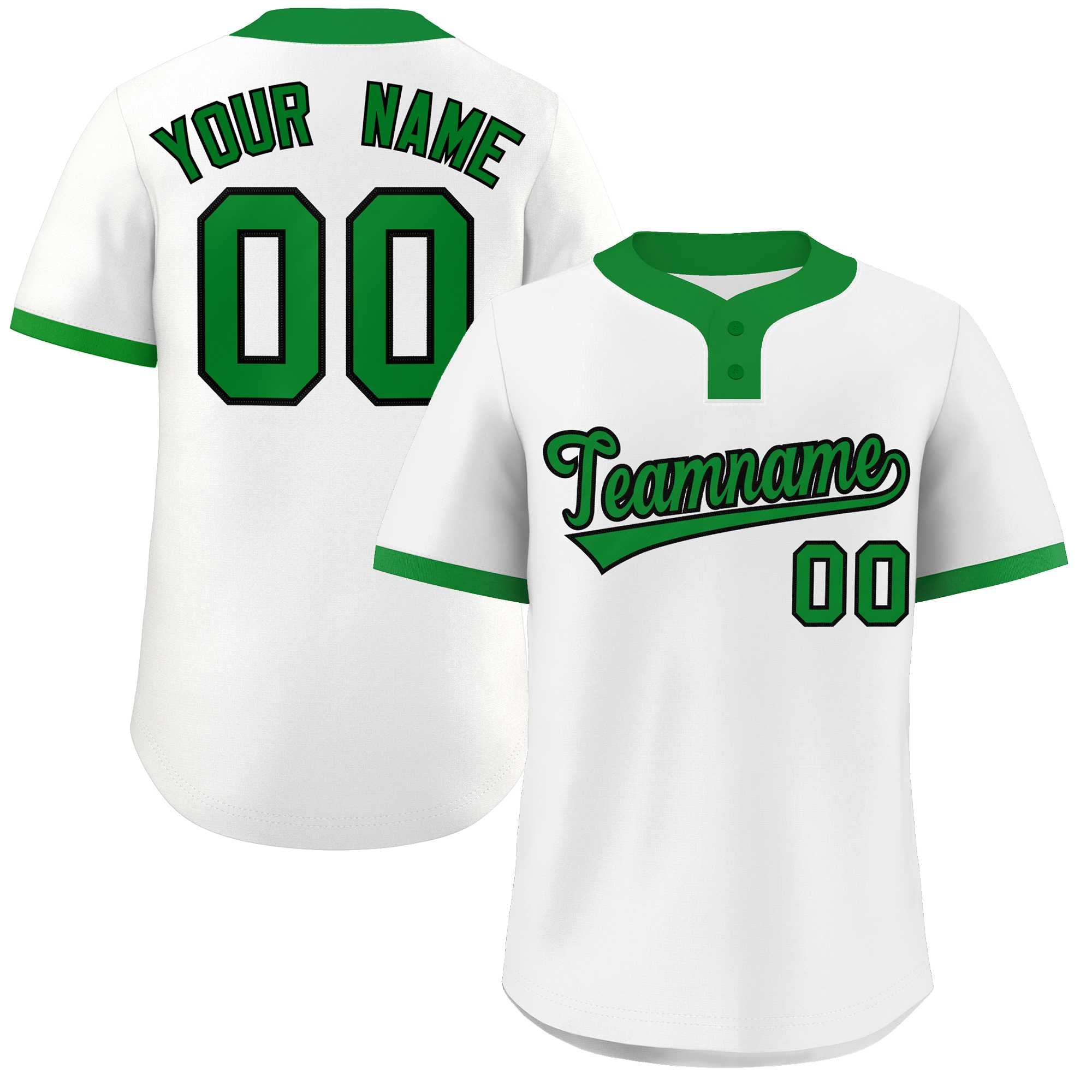 Custom Kelly Green-Black Classic Style Authentic Two-Button Softball Jersey