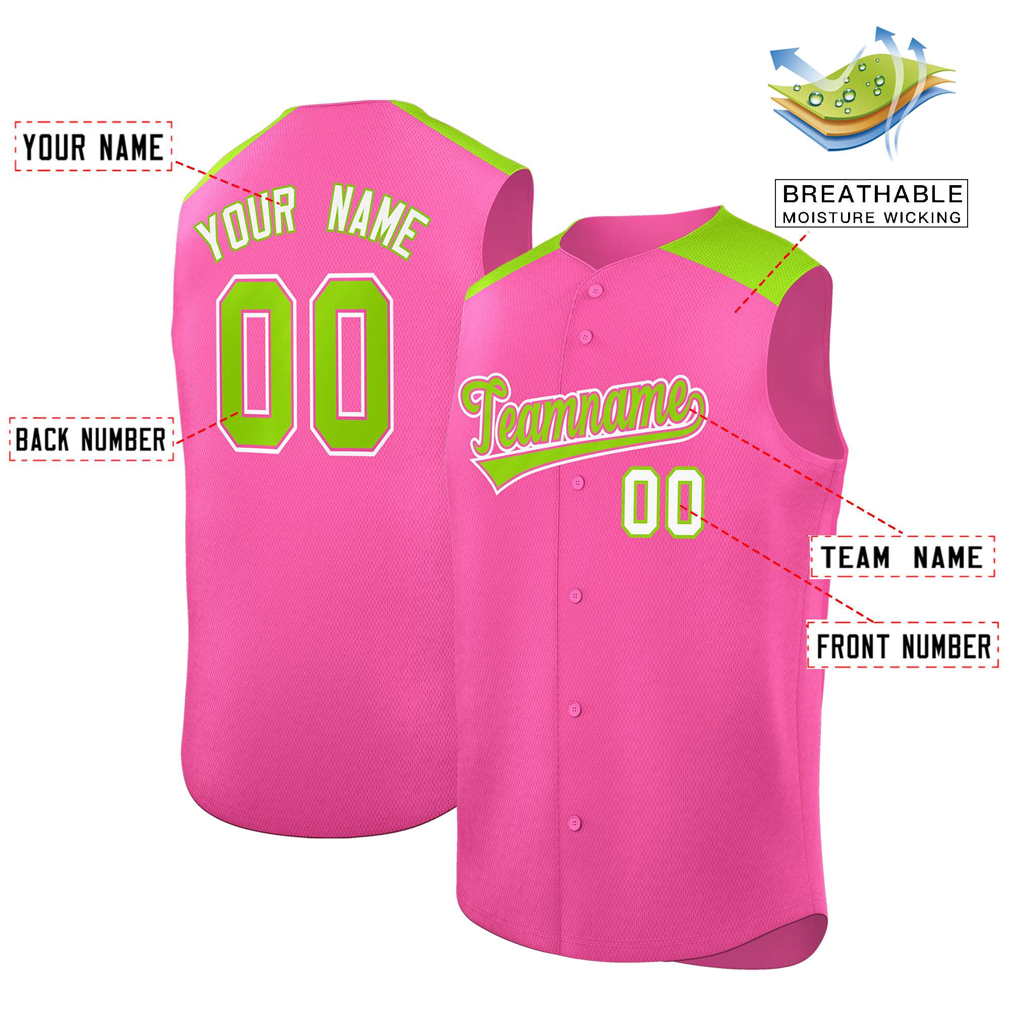 Benutzerdefinierte personalisierte klassische authentische ärmellose Baseball-Trikot