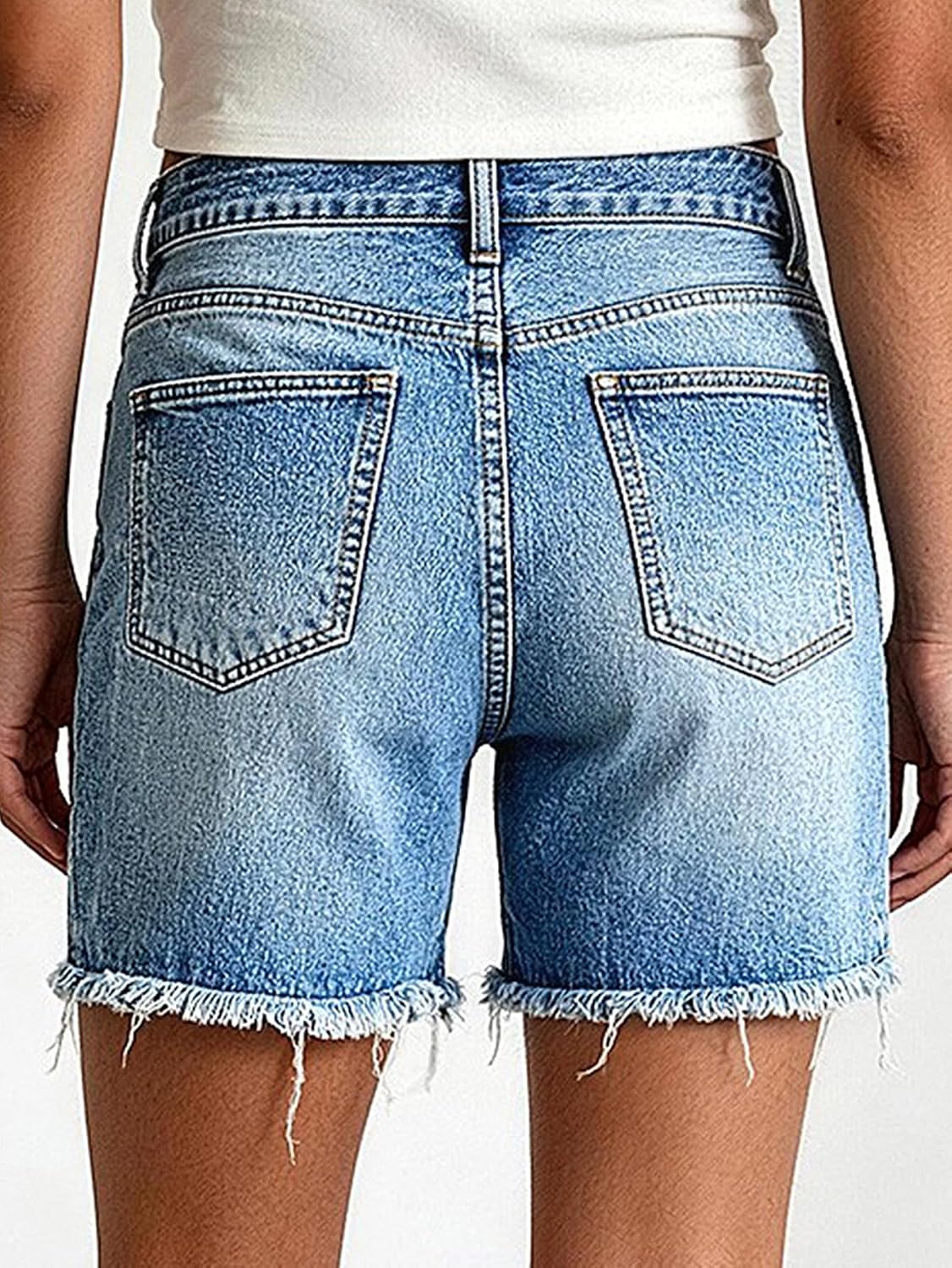 Women's Mid Rise Raw Hem Denim Shorts Light Blue Women's Mid Rise Raw Hem Denim Shorts Light Blue