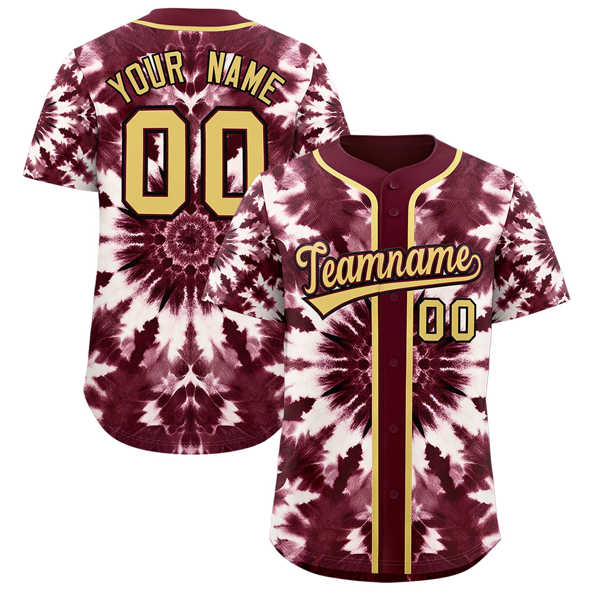 Authentisches Baseball-Trikot mit individuellem Tie-Dye-Graffiti-Muster Authentisches Baseball-Trikot mit individuellem Tie-Dye-Graffiti-Muster
