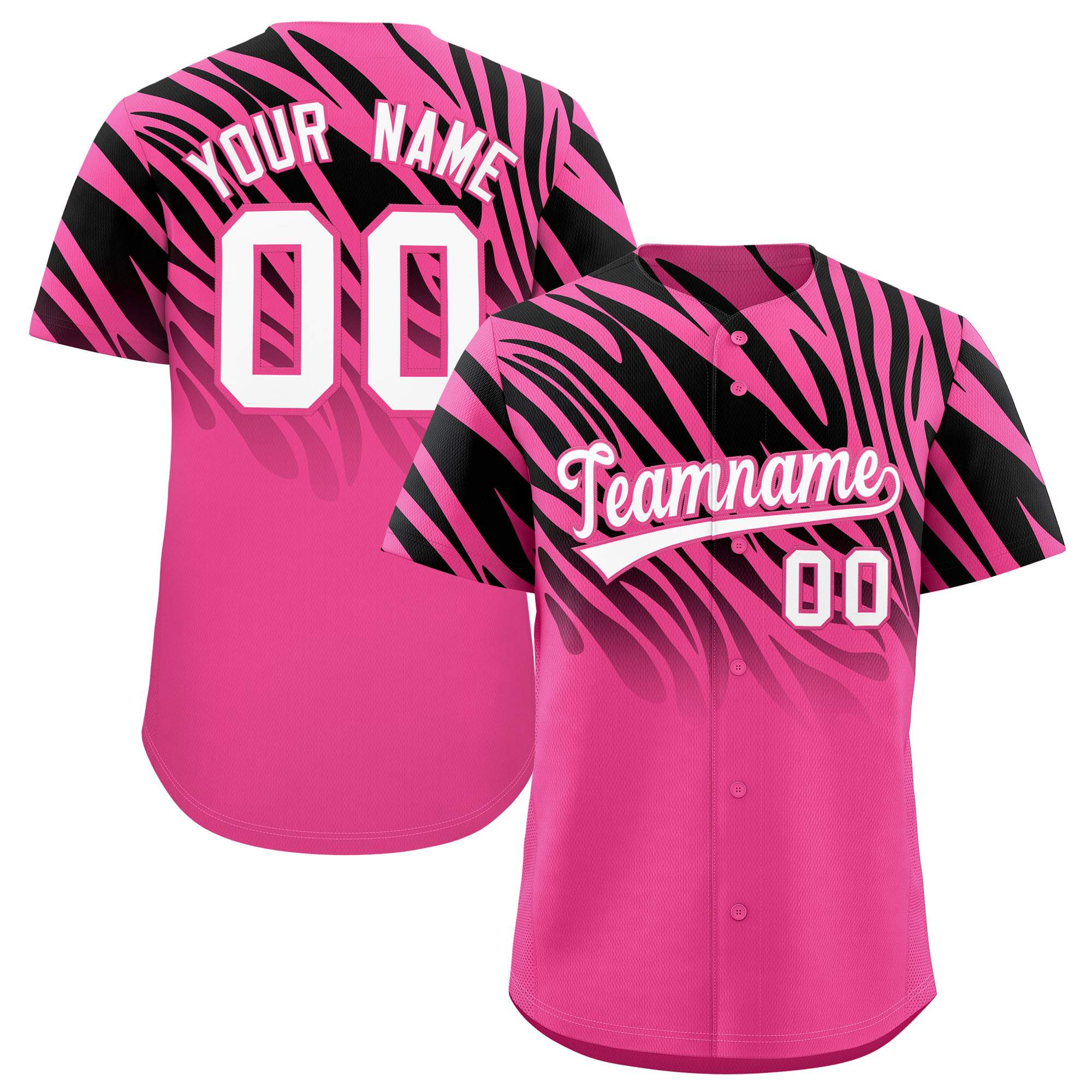 Benutzerdefiniertes Team-Shirt mit Tiger-Streifen und Farbverlauf und Tierdruck, Baseball-Trikot