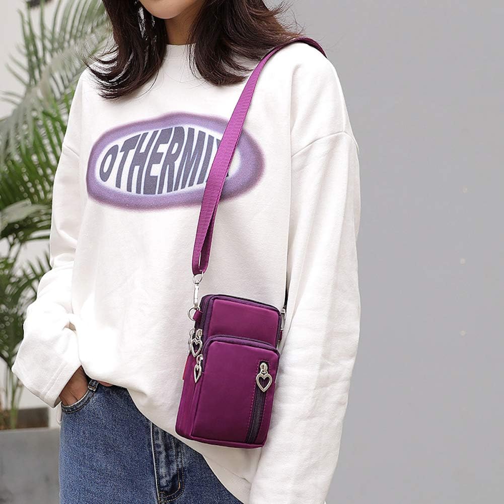 Women's Nylon Crossbody Phone Bag with Heart Zipper Women's Nylon Crossbody Phone Bag with Heart Zipper