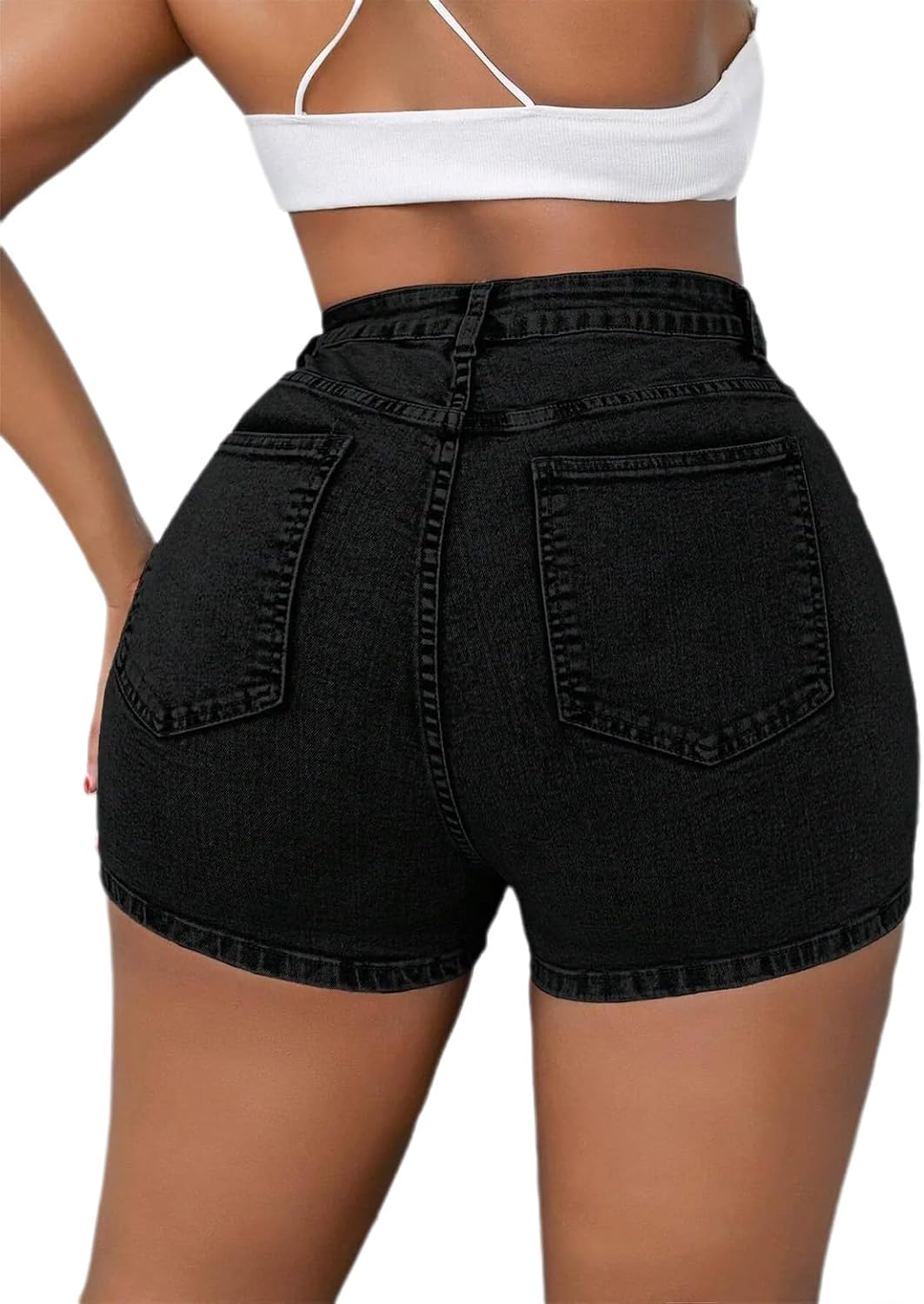 Women's High Waisted Cargo Denim Skort Black