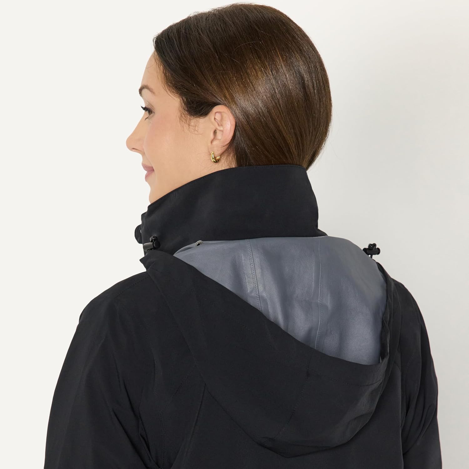 Women's Hooded Rain Jacket Lightweight Waterproof Black