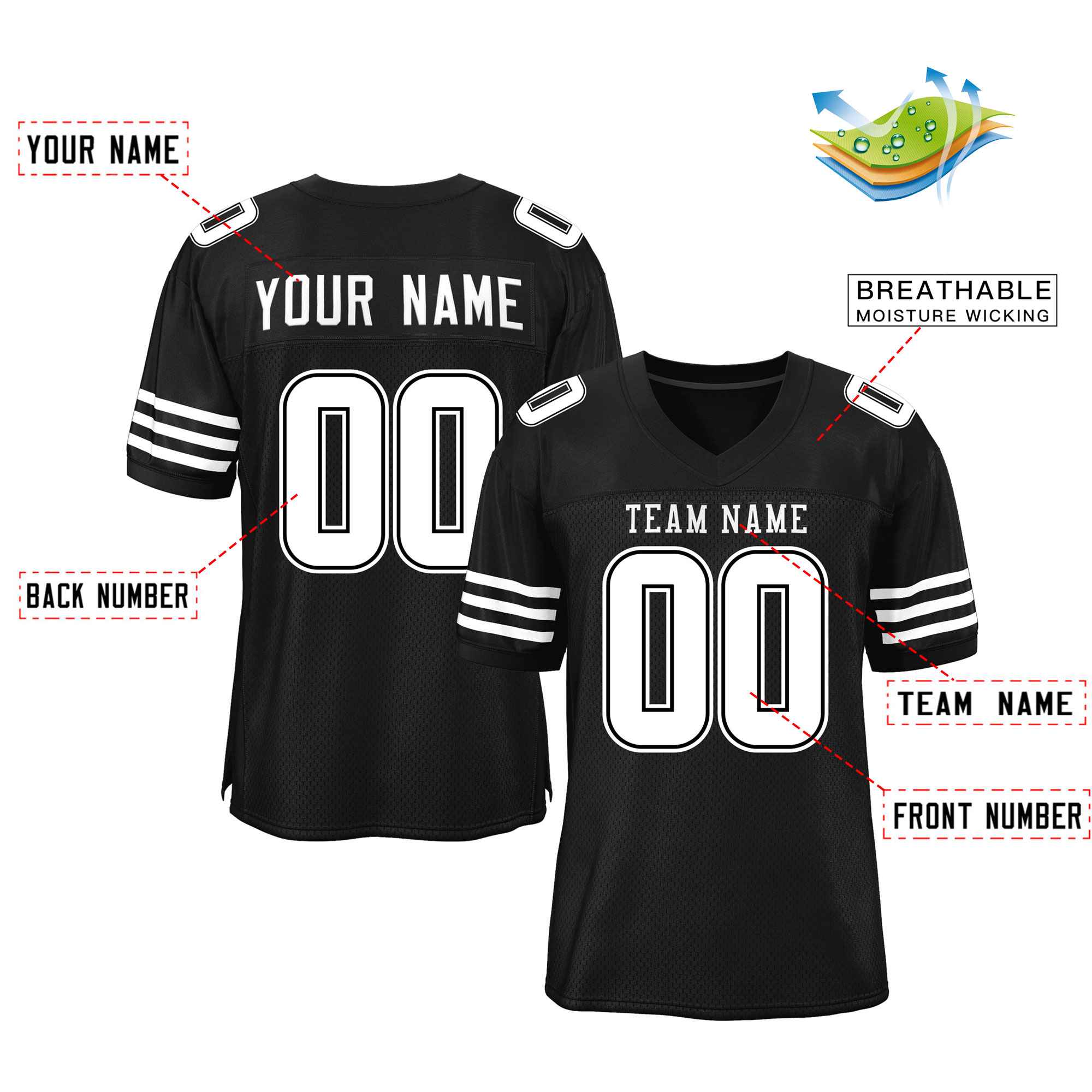 Maßgeschneidertes authentisches Mesh-Fußballtrikot im klassischen Stil