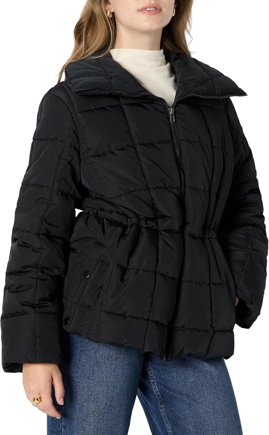 Women's Oversized Square Quilted Puffer Jacket Black