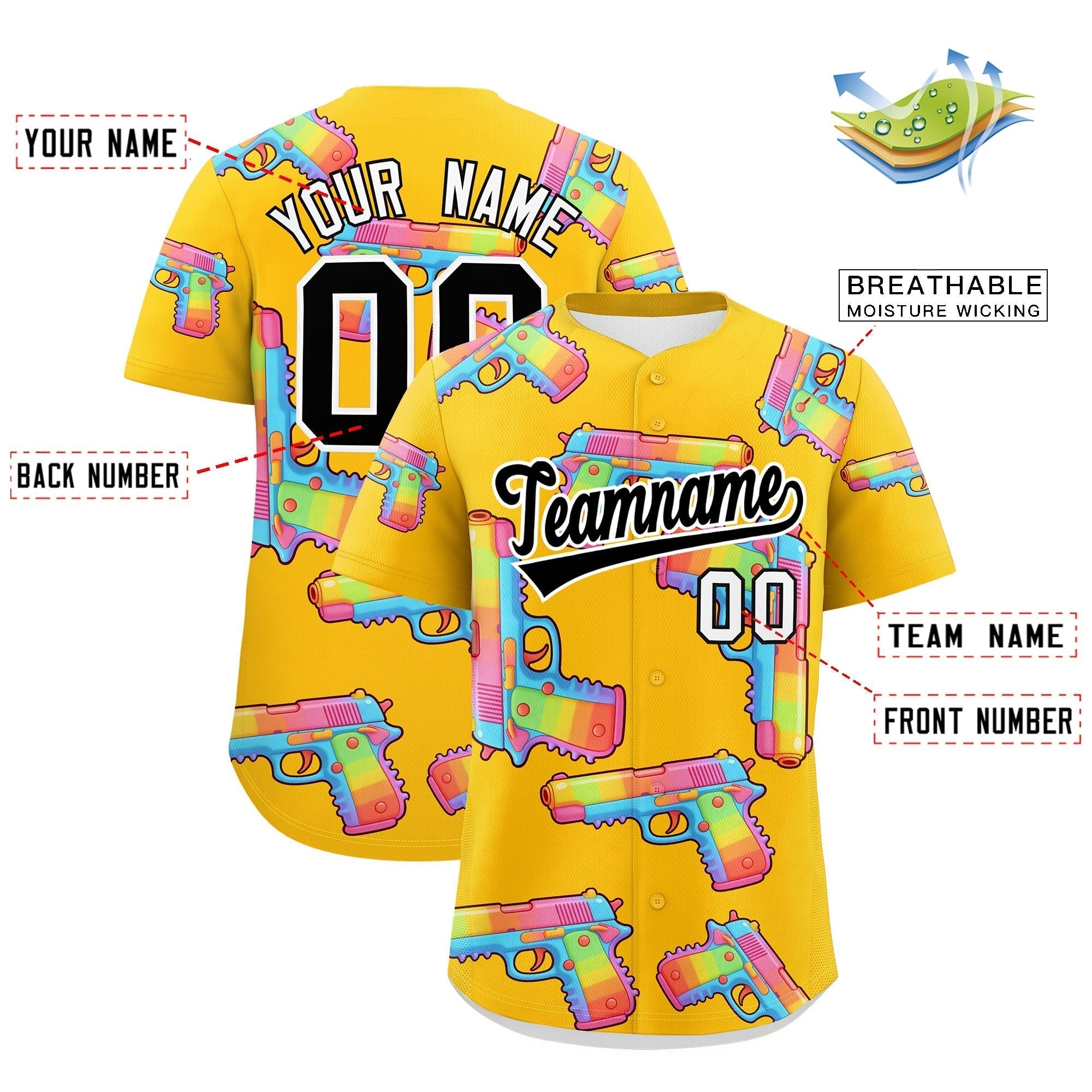 Individuelles, mit Zucker überzogenes, leichtes Baseball-Trikot mit Feuerkraft-Graffiti-Muster