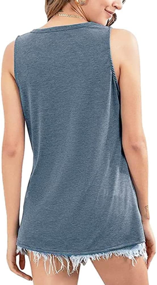 Women's USA Flag Graphic Tank Top Patriotic Sleeveless Shirt