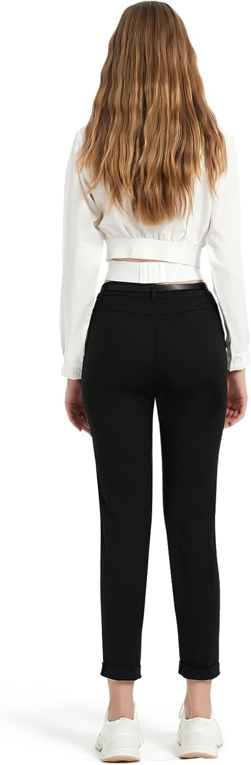 Womens Dress Pants High Waisted Straight Leg Cotton Business Casual Office Work Slacks for Women