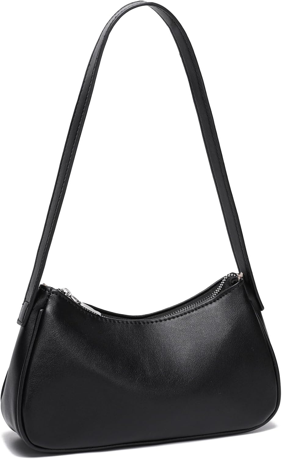 Women's Black Vegan Leather Crescent Shoulder Bag