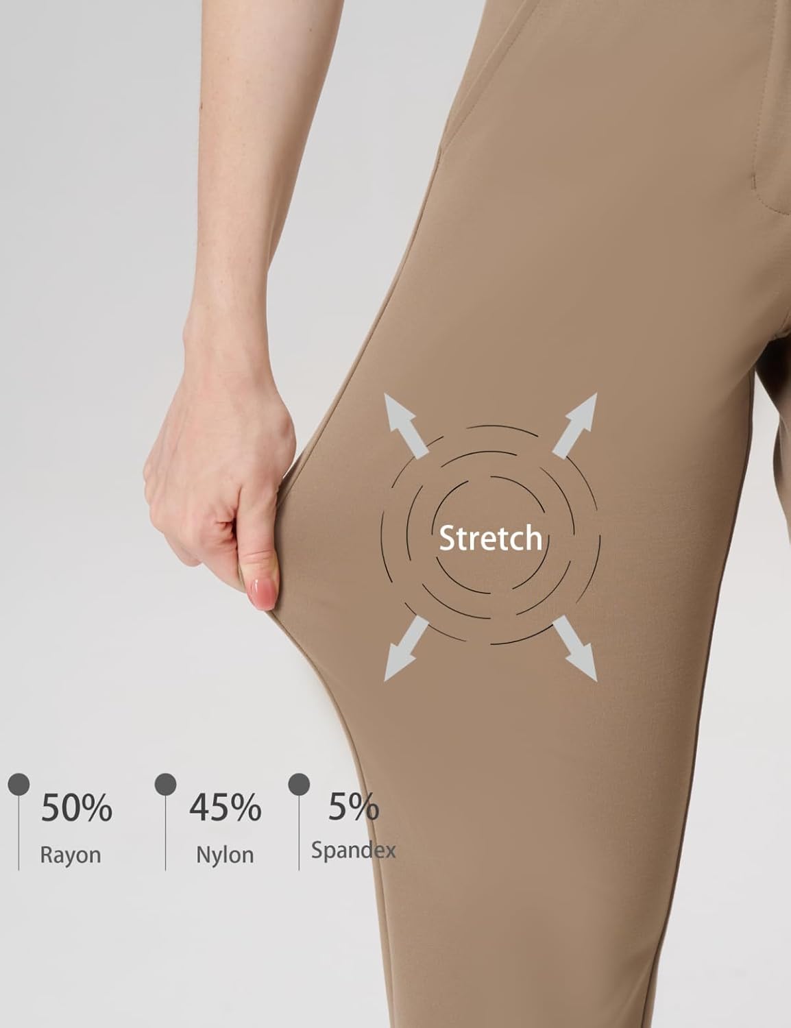 Women's Golf Pants Stretch Ankle Slacks with Pockets Tan