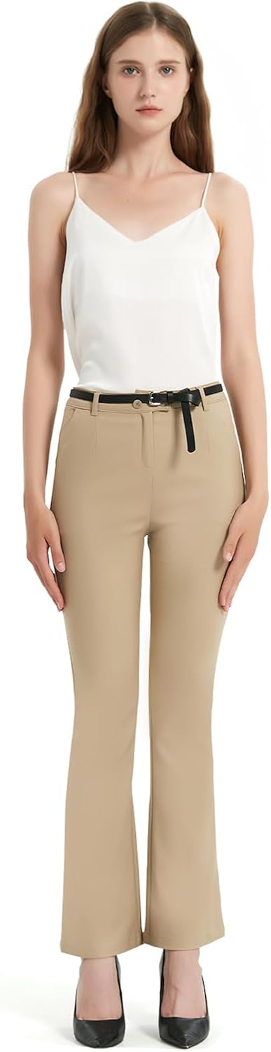 Womens Flare Dress Pants High Waisted Straight Leg Petite Work Office Slacks Professional for Women