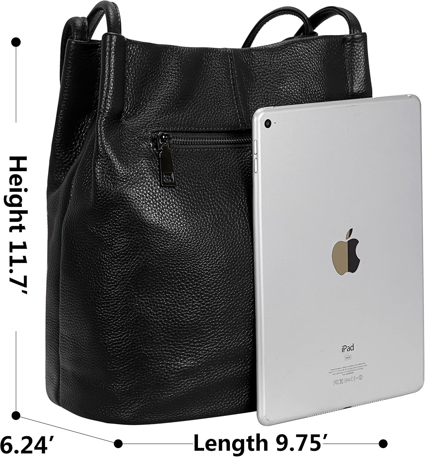Women's Soft Pebbled Leather Hobo Tote Bag Large Black