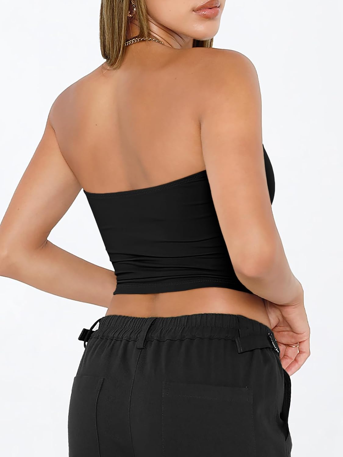 Women's Strapless Tube Crop Top Black Women's Strapless Tube Crop Top Black