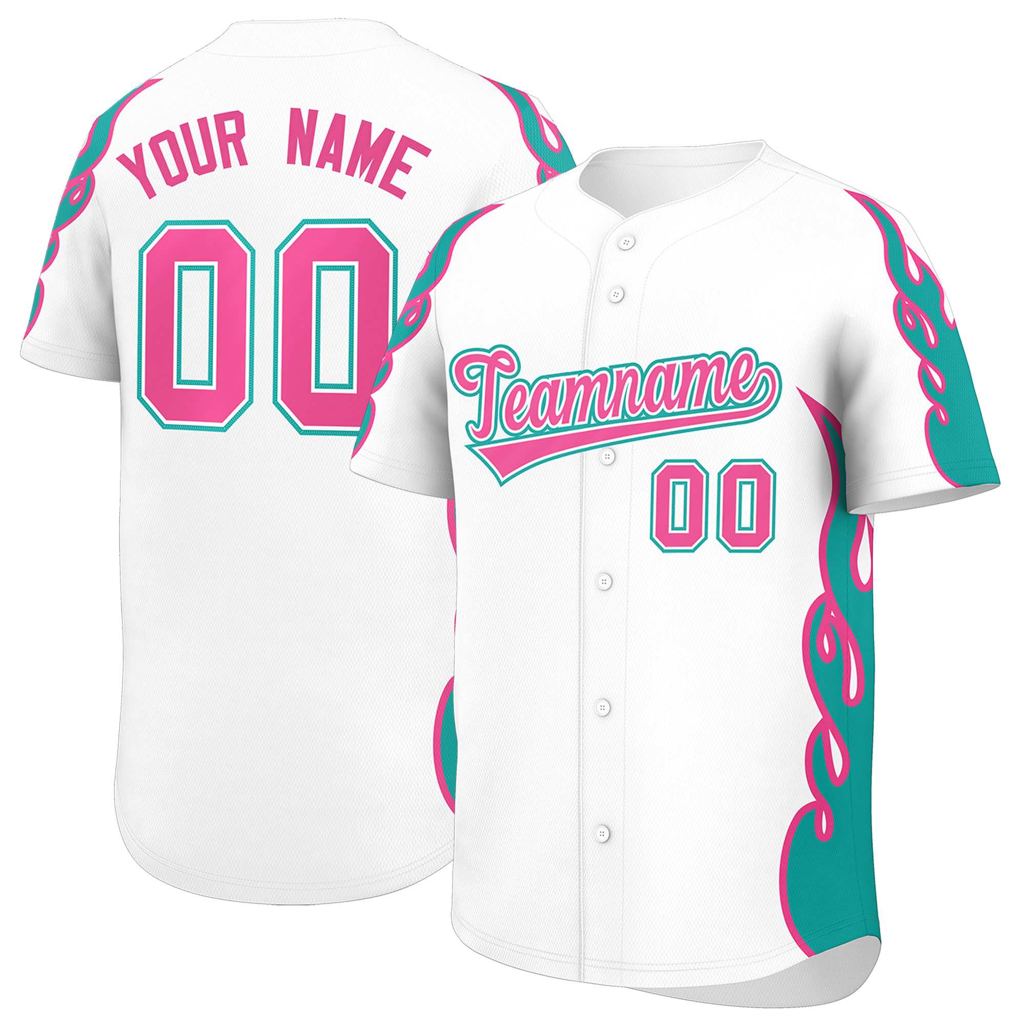 Benutzerdefiniertes Baseball-Trikot mit Seitenflammen-Umrissmuster für Sportuniformen