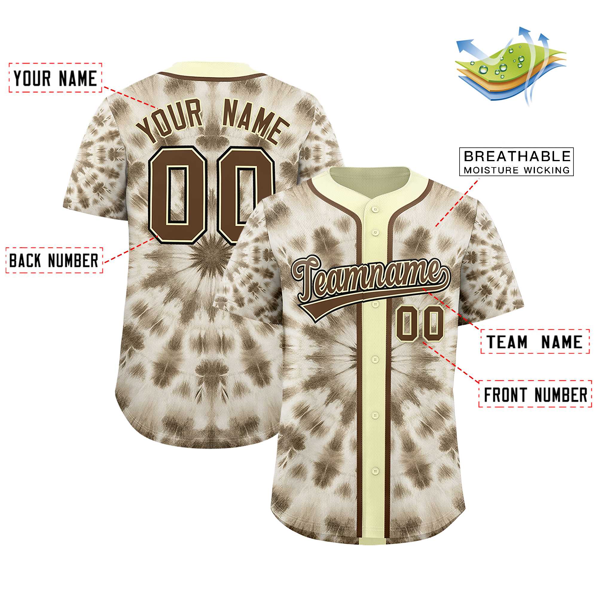 Authentisches Baseball-Trikot mit individuellem Tie-Dye-Graffiti-Muster Authentisches Baseball-Trikot mit individuellem Tie-Dye-Graffiti-Muster