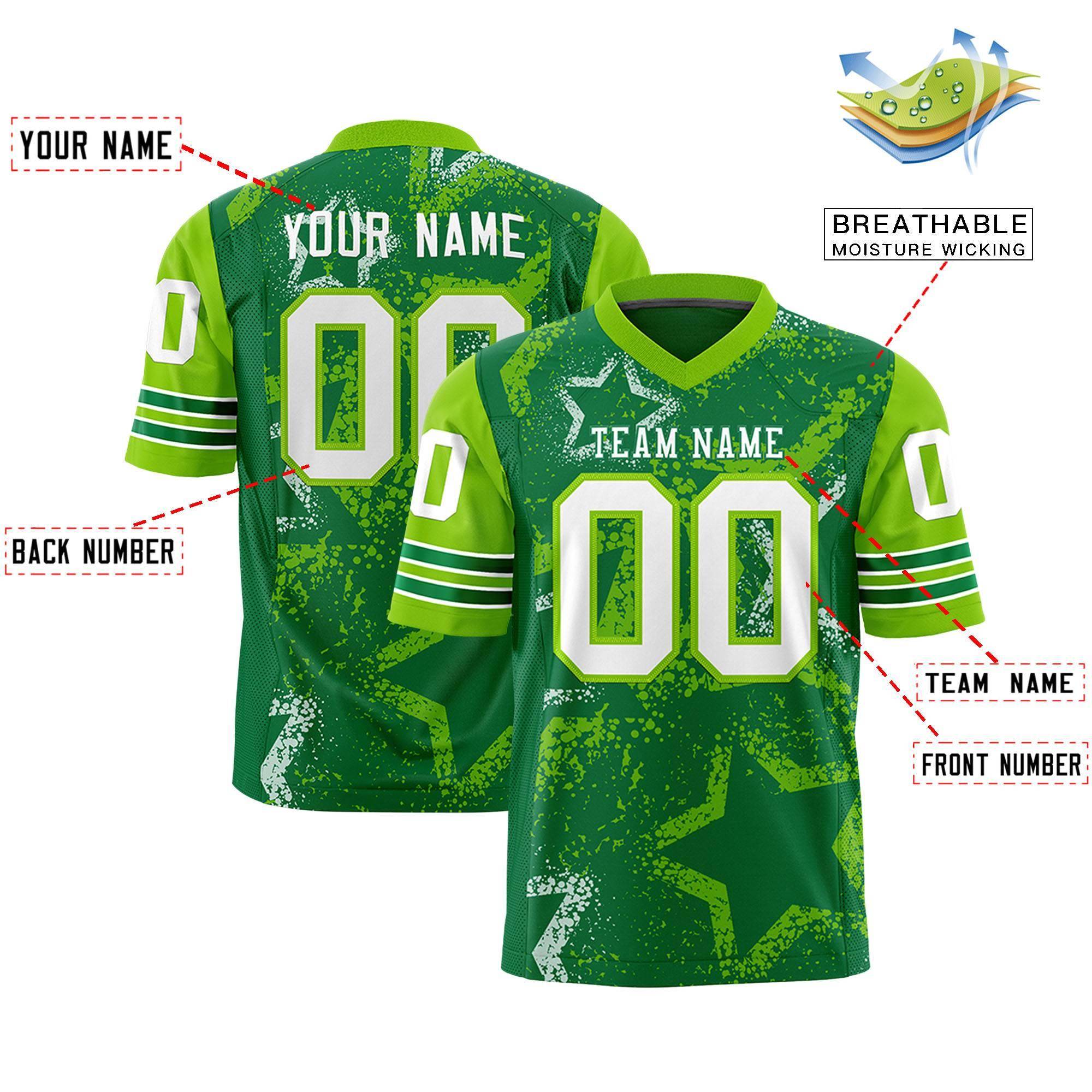 Individuell personalisiertes, authentisches Fußballtrikot mit Sternmuster-Design Individuell personalisiertes, authentisches Fußballtrikot mit Sternmuster-Design