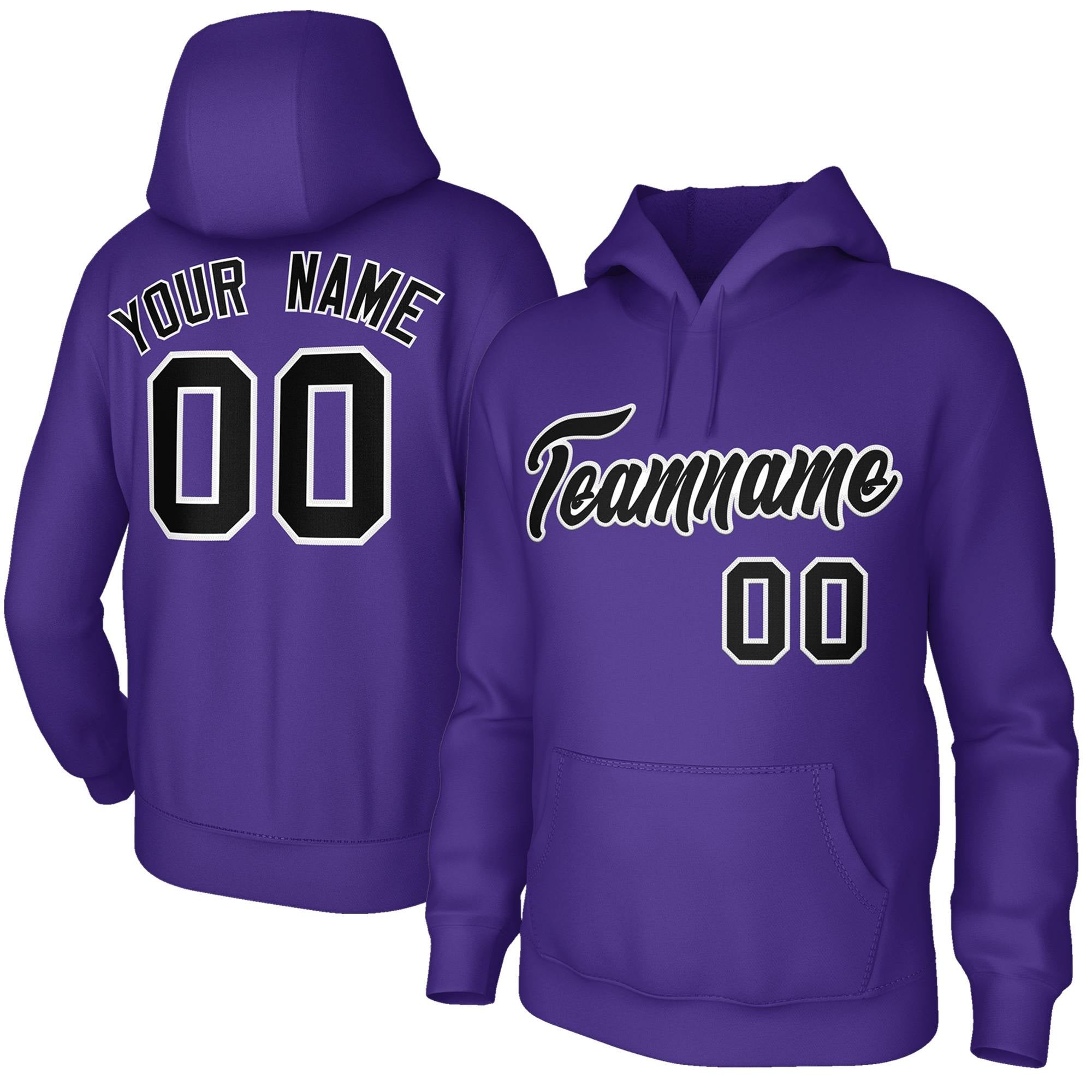Individuell genähtes lila schwarz-weißes Sweatshirt im klassischen Stil