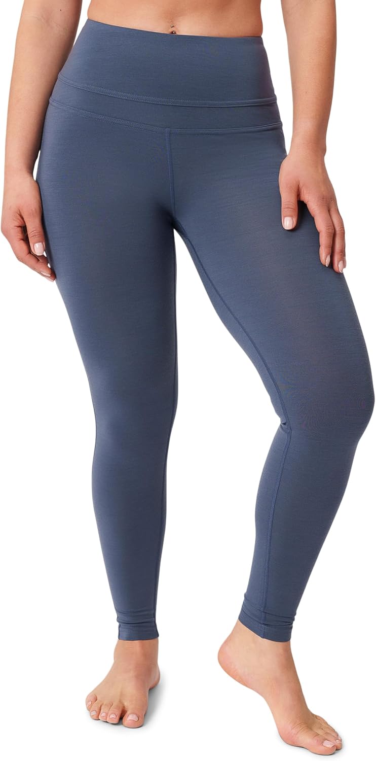 Women's Merino Wool High Waist Full Length Leggings (Blue)