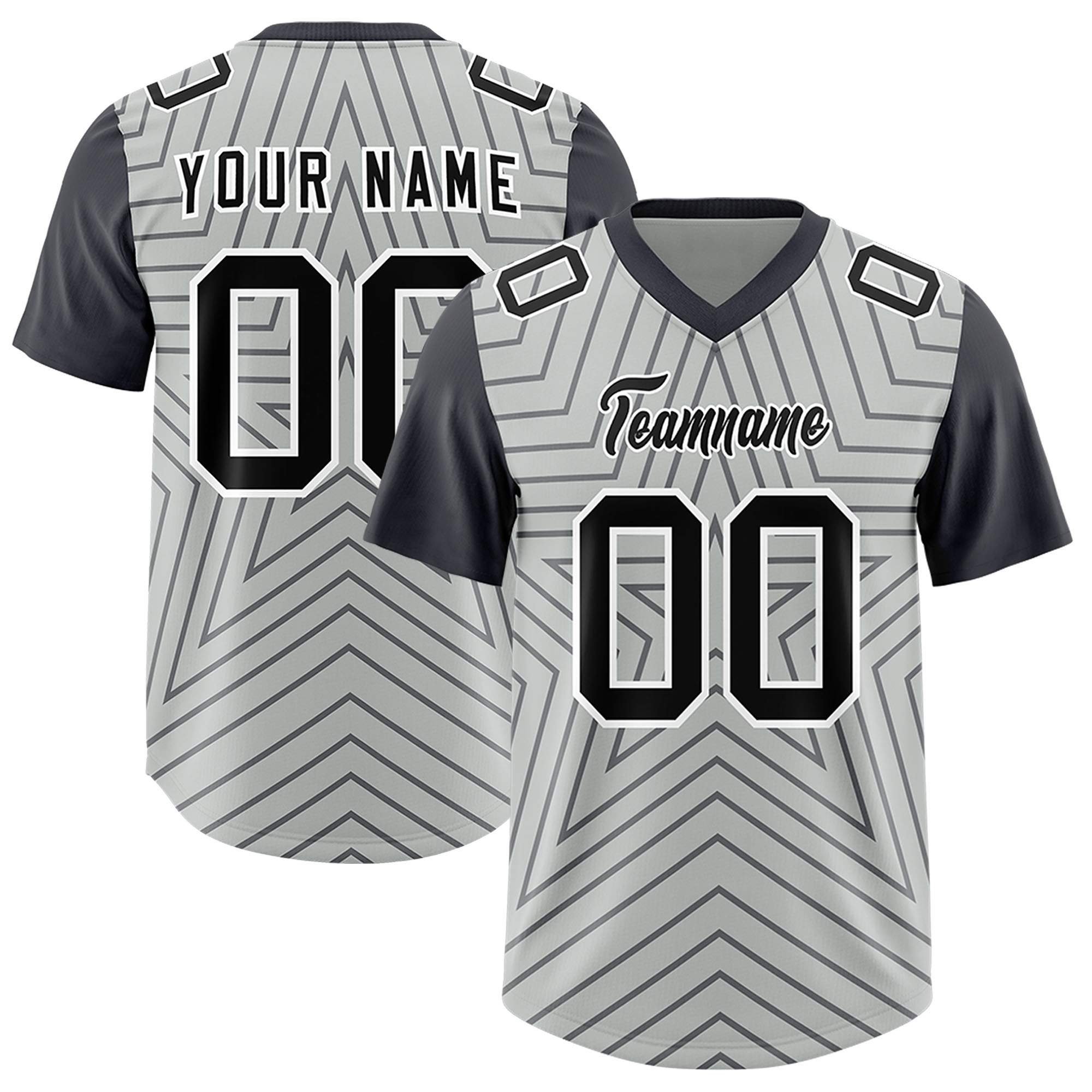 Individuell personalisiertes, authentisches Fußballtrikot mit Raglanärmeln und Sternenmuster