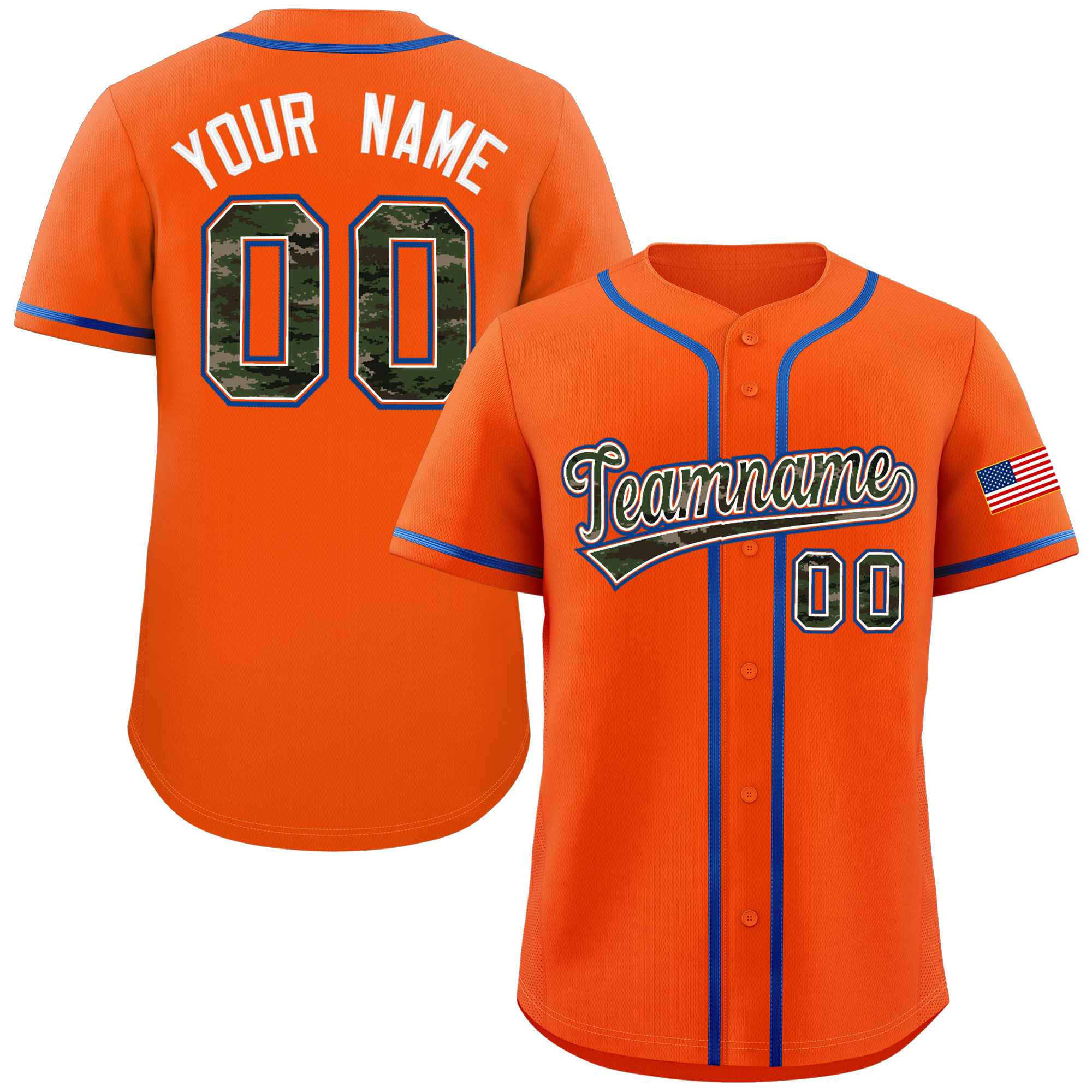 Benutzerdefinierte personalisierte Camo-Schriftart authentisches Baseball-Trikot