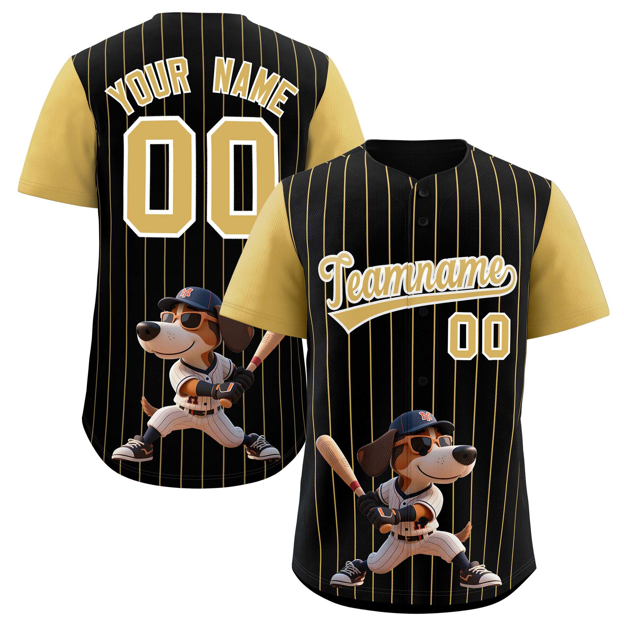 Authentisches Baseball-Trikot mit individuellem Streifen-Tiere-Graffiti-Muster, Raglanärmeln Authentisches Baseball-Trikot mit individuellem Streifen-Tiere-Graffiti-Muster, Raglanärmeln