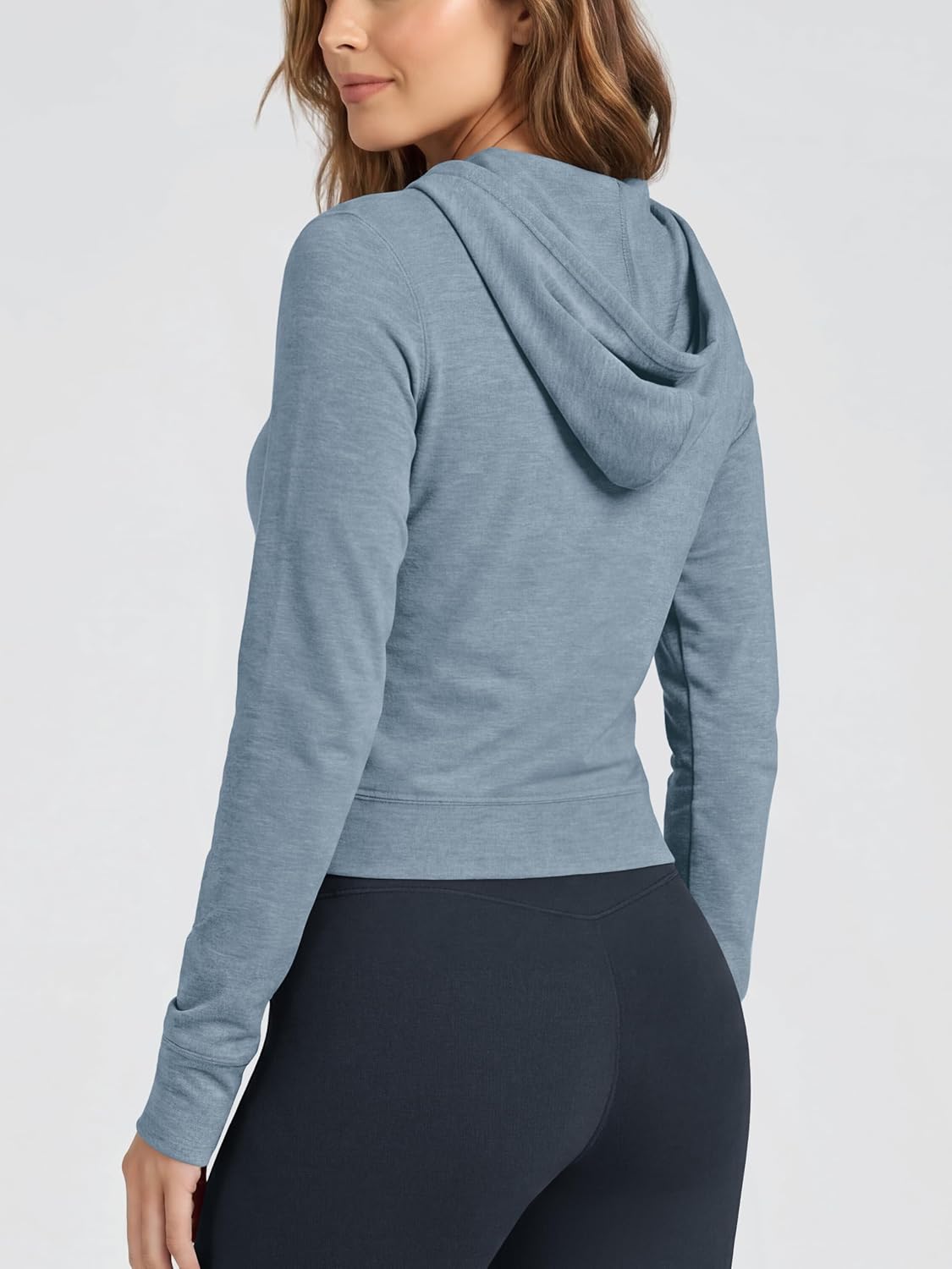 Women's Full-Zip Cropped Hoodie - odSTRATUM Tech Ultra Soft UPF 50+ Hooded Jacket with Pockets