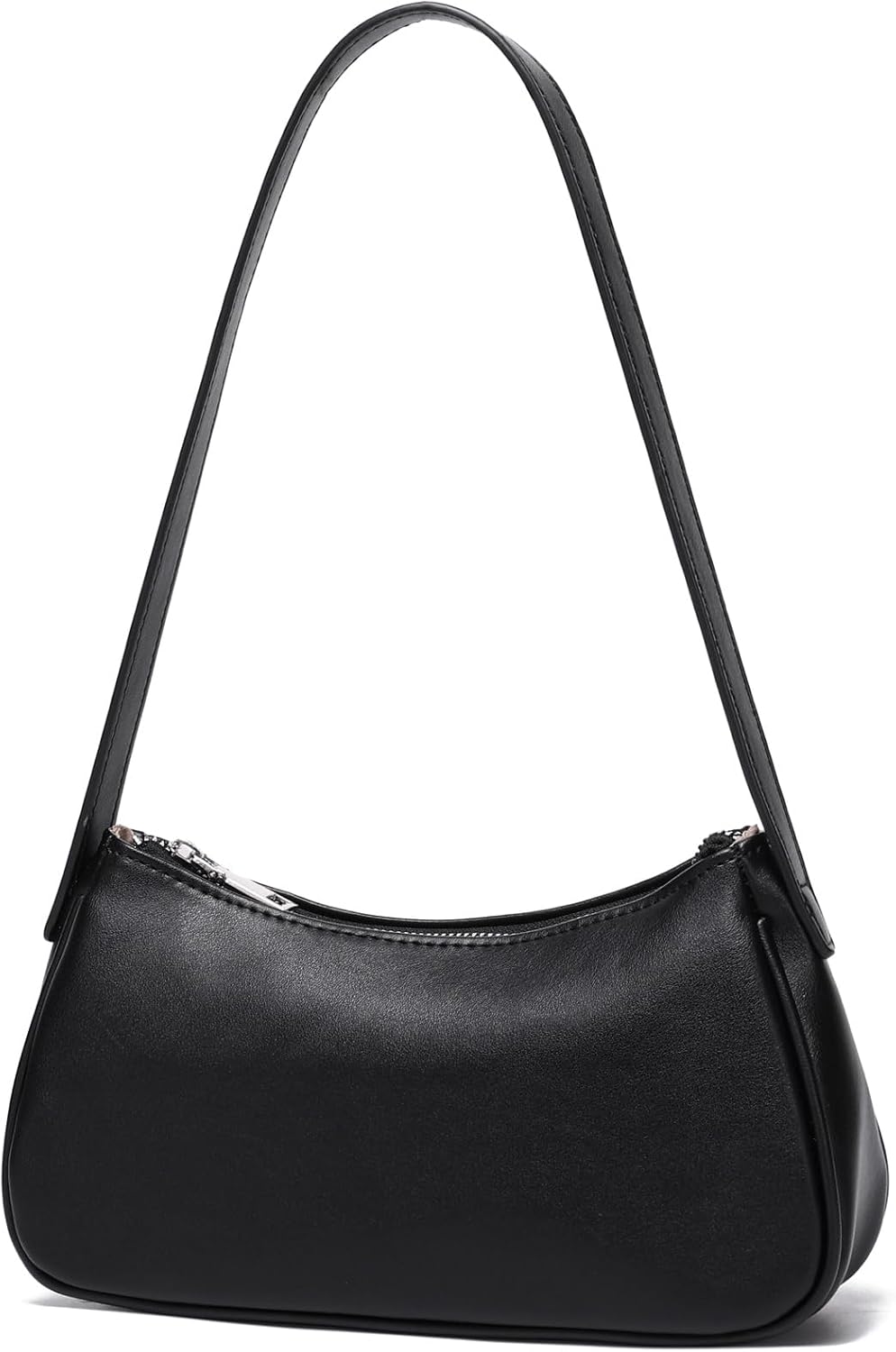 Women's Black Vegan Leather Crescent Shoulder Bag
