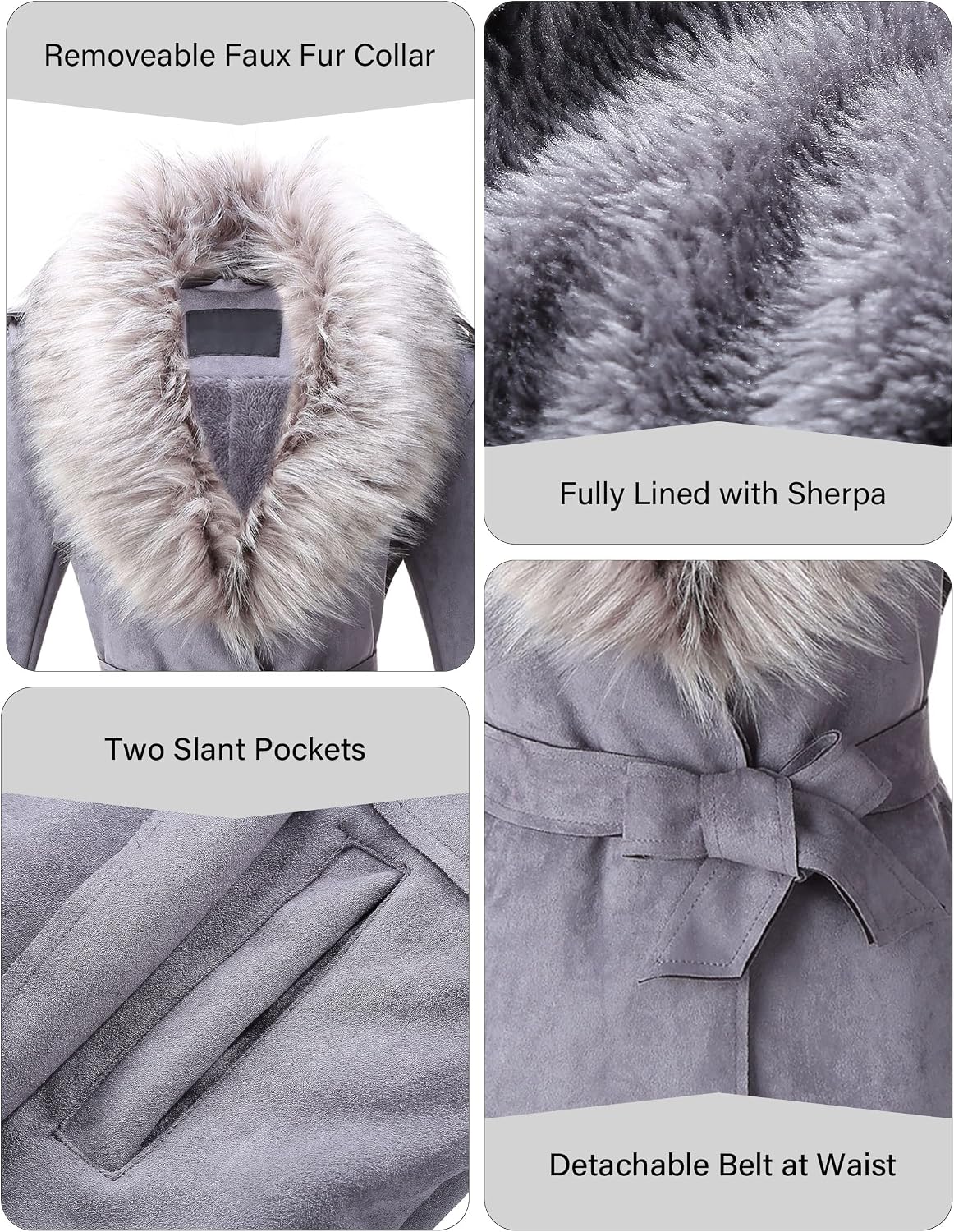 Women Faux Leather Trench Coat Fleece-Lined Mid-length Jacket with Detachable Fur Collar Women Faux Leather Trench Coat Fleece-Lined Mid-length Jacket with Detachable Fur Collar