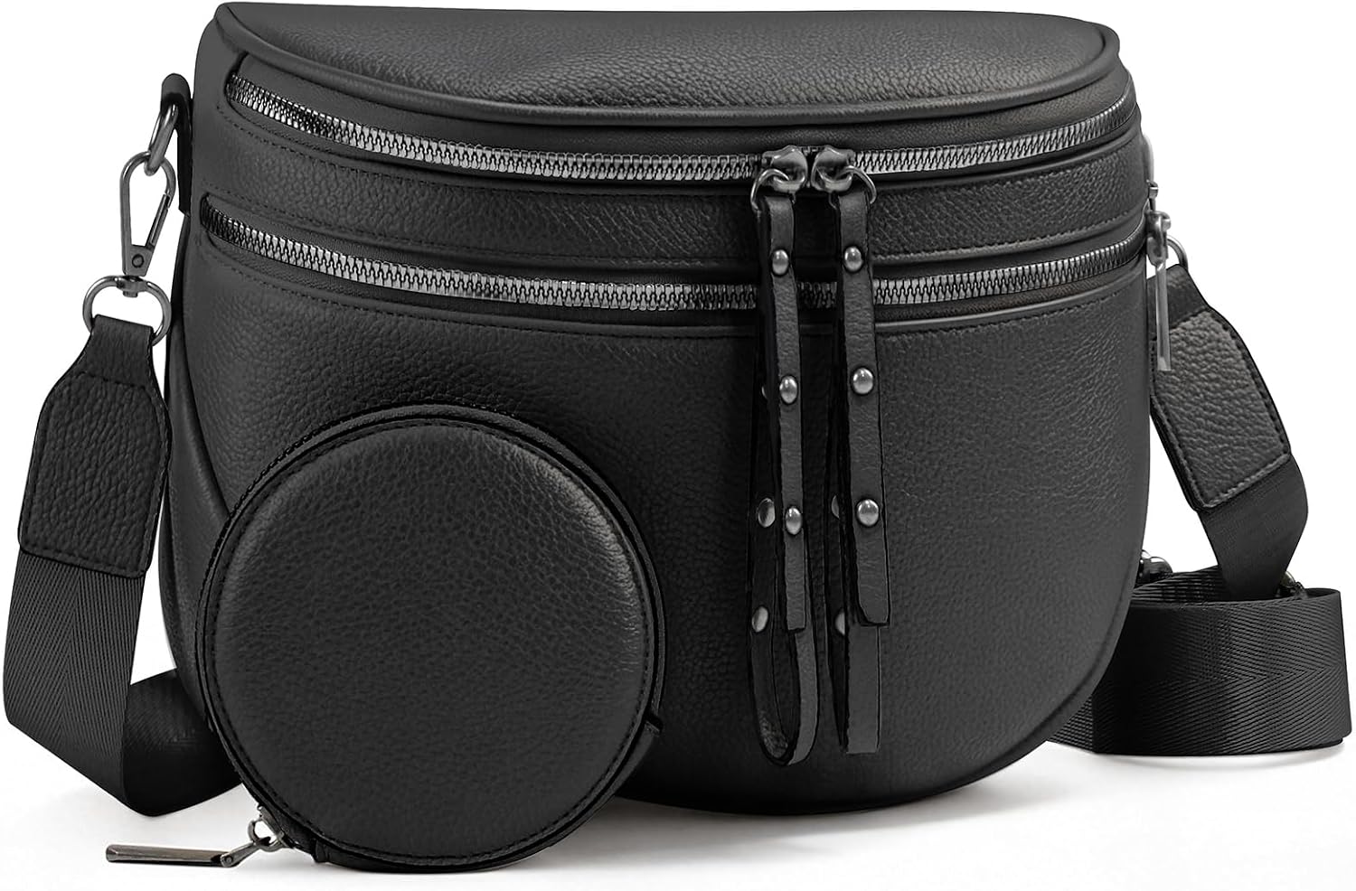 Women's Vegan Leather Saddle Crossbody Bag with Coin Purse