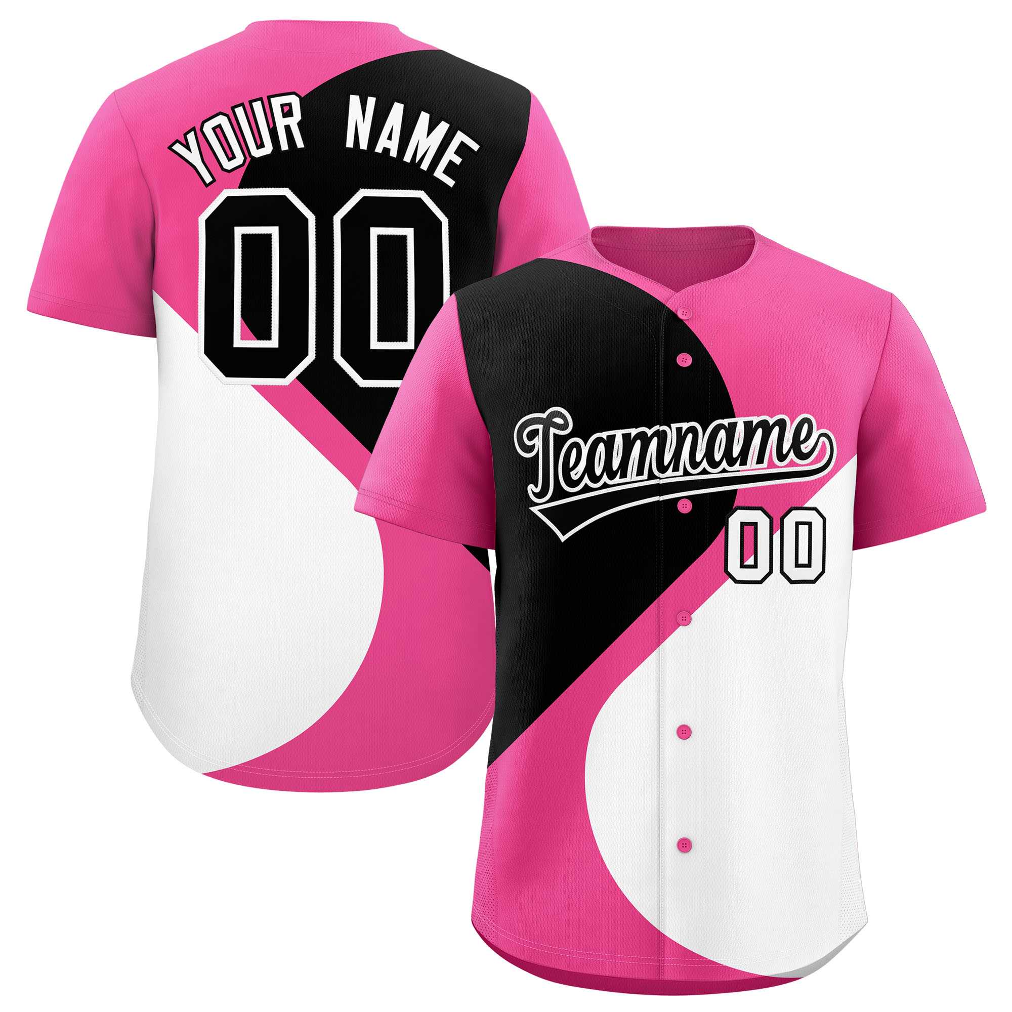 Benutzerdefiniertes, personalisiertes, authentisches Baseball-Trikot mit halbem Herzmuster und Farbblock