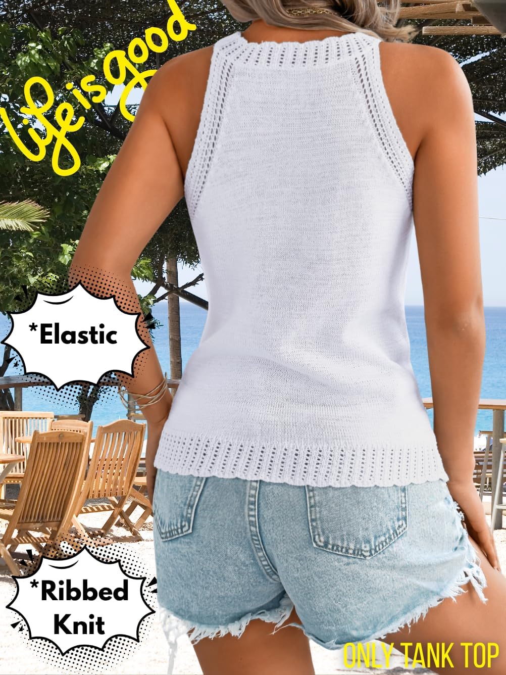 Women's Halter Neck Crochet Sweater Tank