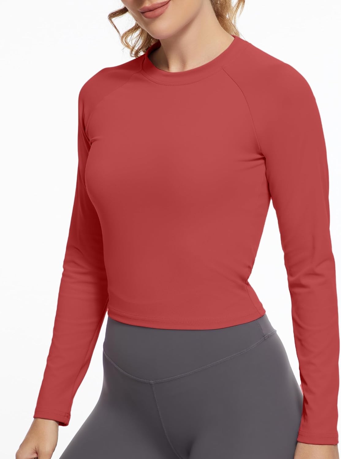 Womens Long Sleeve Crop Workout Tops Yoga Cropped Top Gym Shirts Athletic Clothes Fit Edition