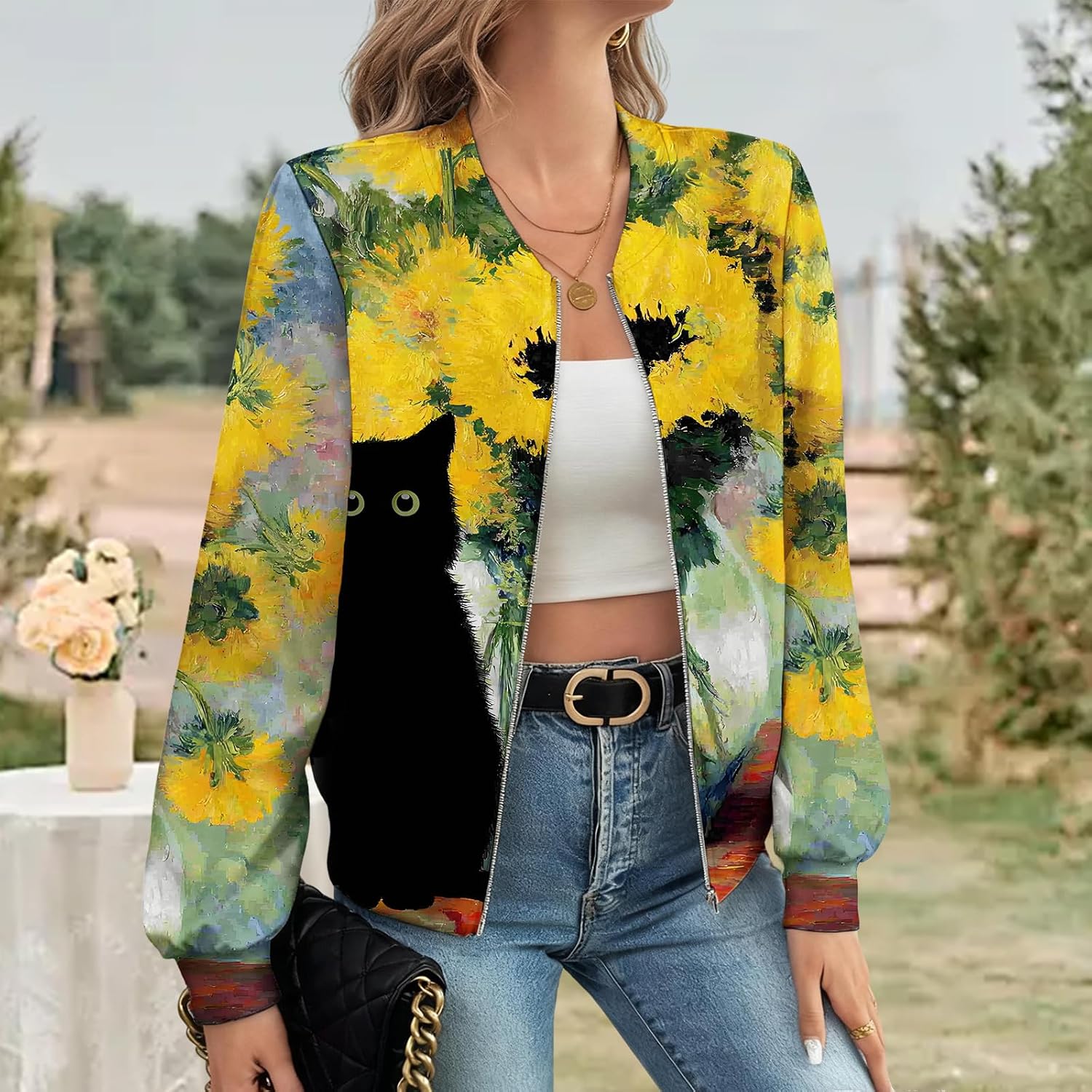 Vintage Fall\ Winter Casual Animal Print Graphic Coat Women's Basic Crew Neck Long Sleeve Bomber Jacket Vintage Fall\ Winter Casual Animal Print Graphic Coat Women's Basic Crew Neck Long Sleeve Bomber Jacket