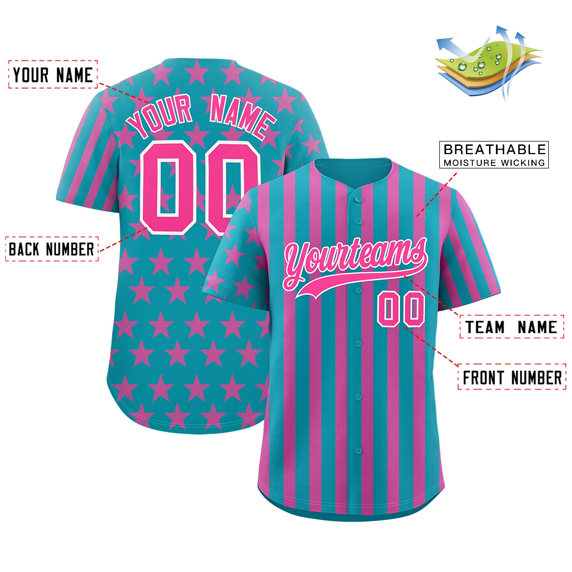 Benutzerdefiniertes Graffiti-Muster-Baseball-Trikot mit amerikanischer Flagge