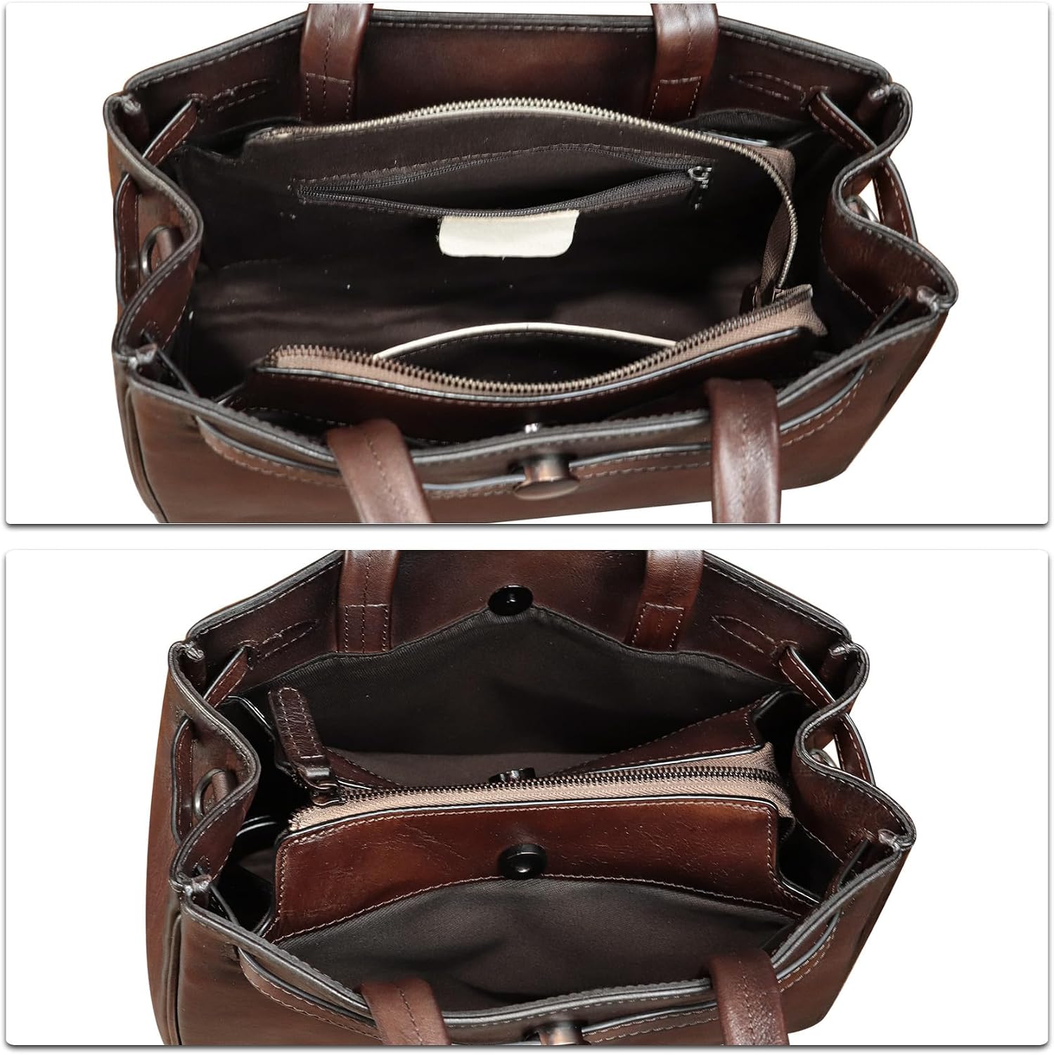 Women's Vintage Genuine Leather Top Handle Satchel Brown Women's Vintage Genuine Leather Top Handle Satchel Brown