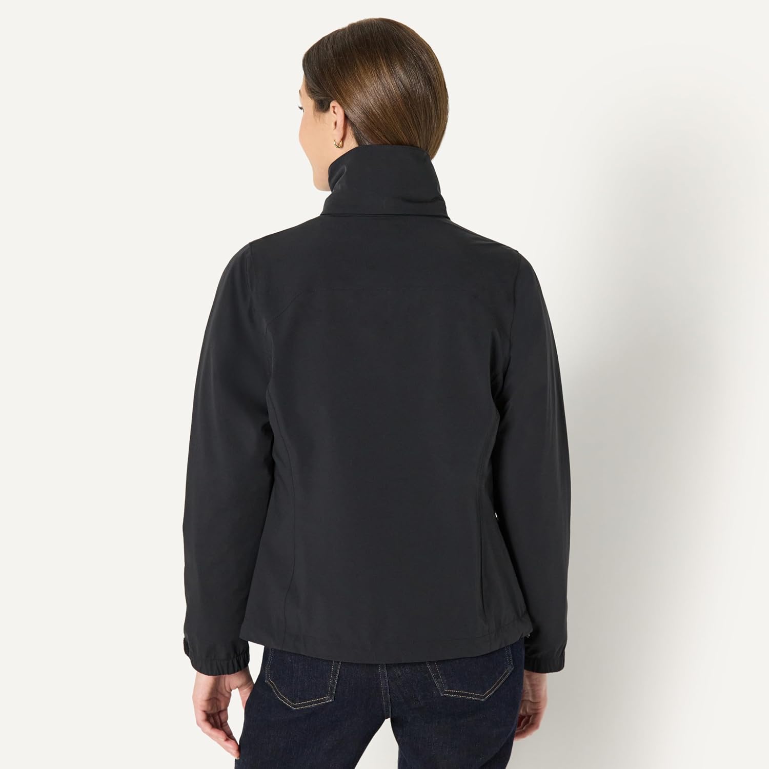 Women's Hooded Rain Jacket Lightweight Waterproof Black
