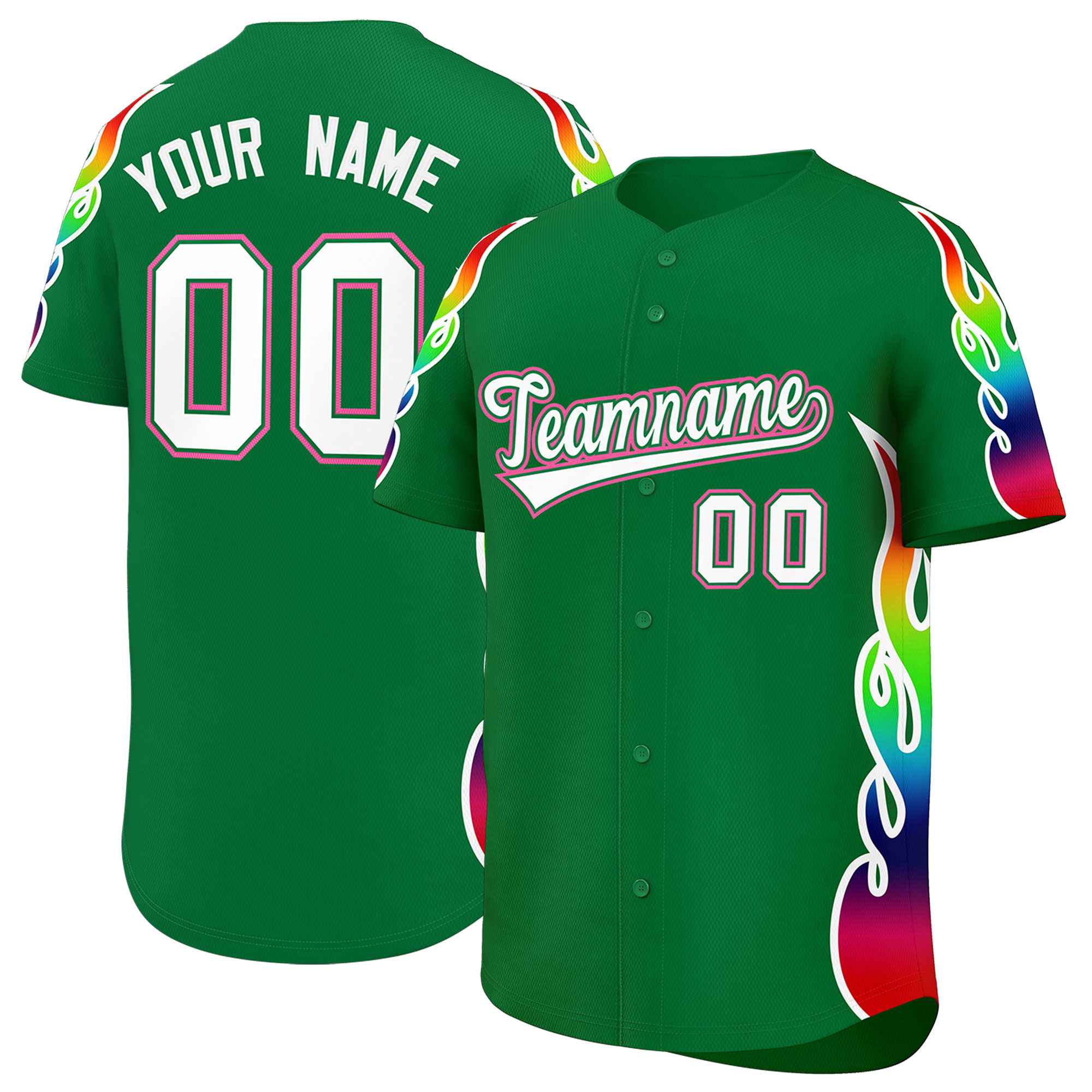Benutzerdefiniertes Graffiti-Muster, personalisierter mehrfarbiger Flammendruck, authentisches Baseball-Trikot