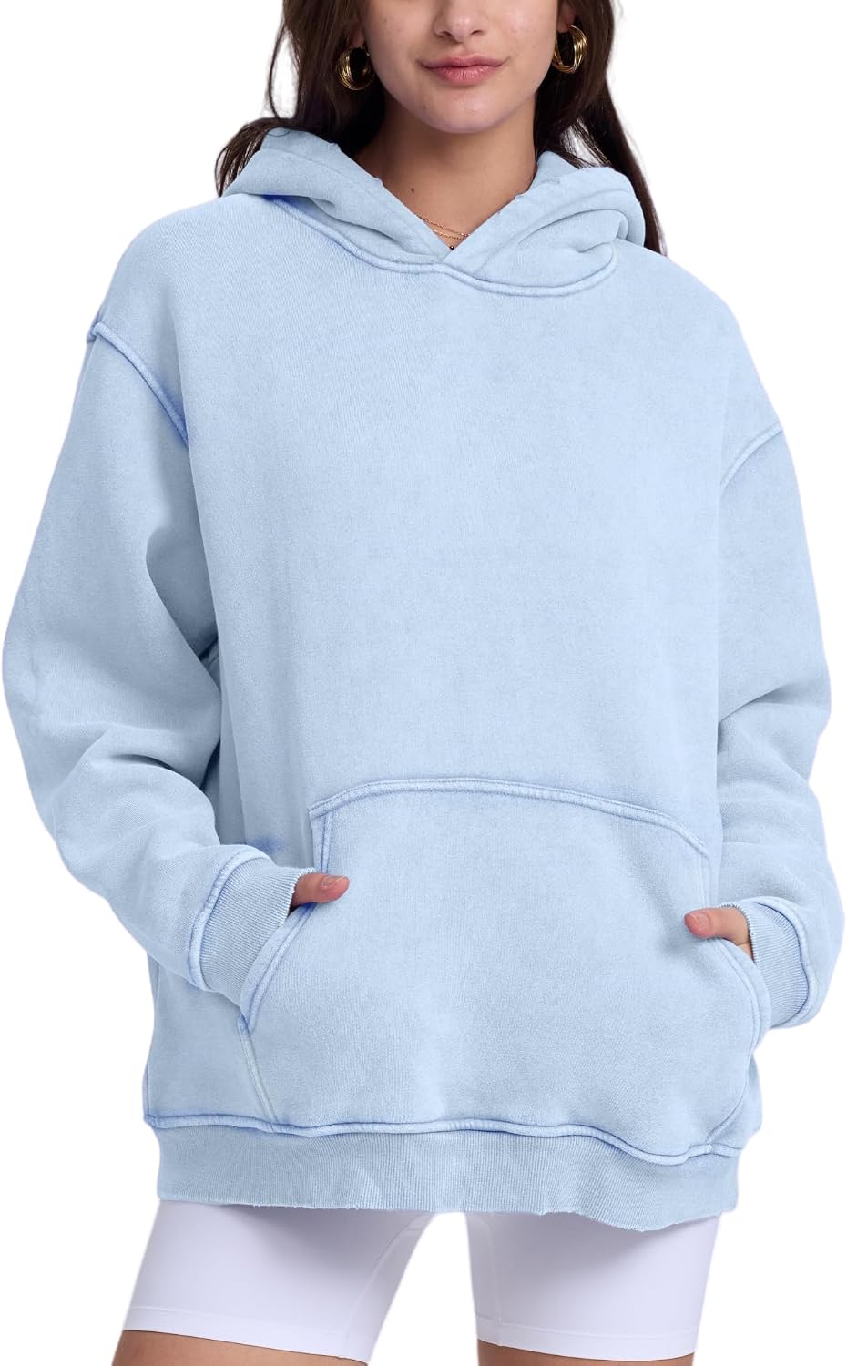 Womens Oversized Hoodie Acid Wash Vintage Sweatshirt Heavyweight Fleece Cotton Streetwear Trendy Sweatshirts