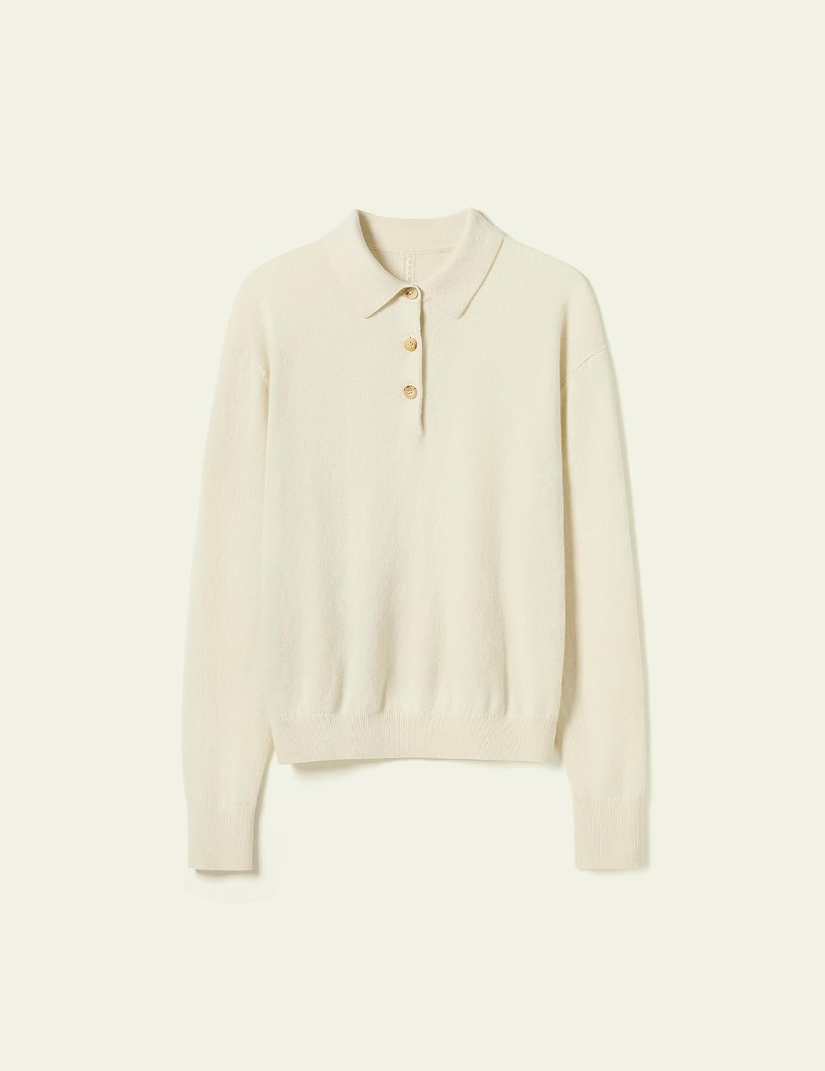 Women's Cream Long Sleeve Knit Polo Sweater