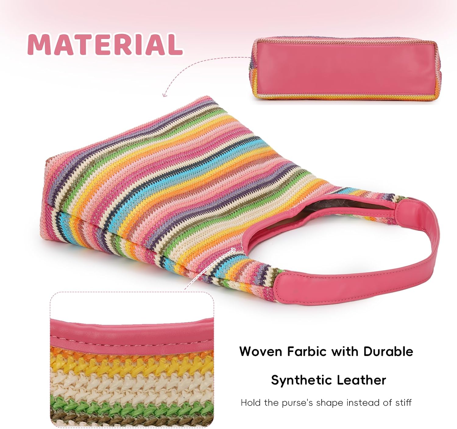 Women's Striped Woven Hobo Tote Bag Multicolor Women's Striped Woven Hobo Tote Bag Multicolor