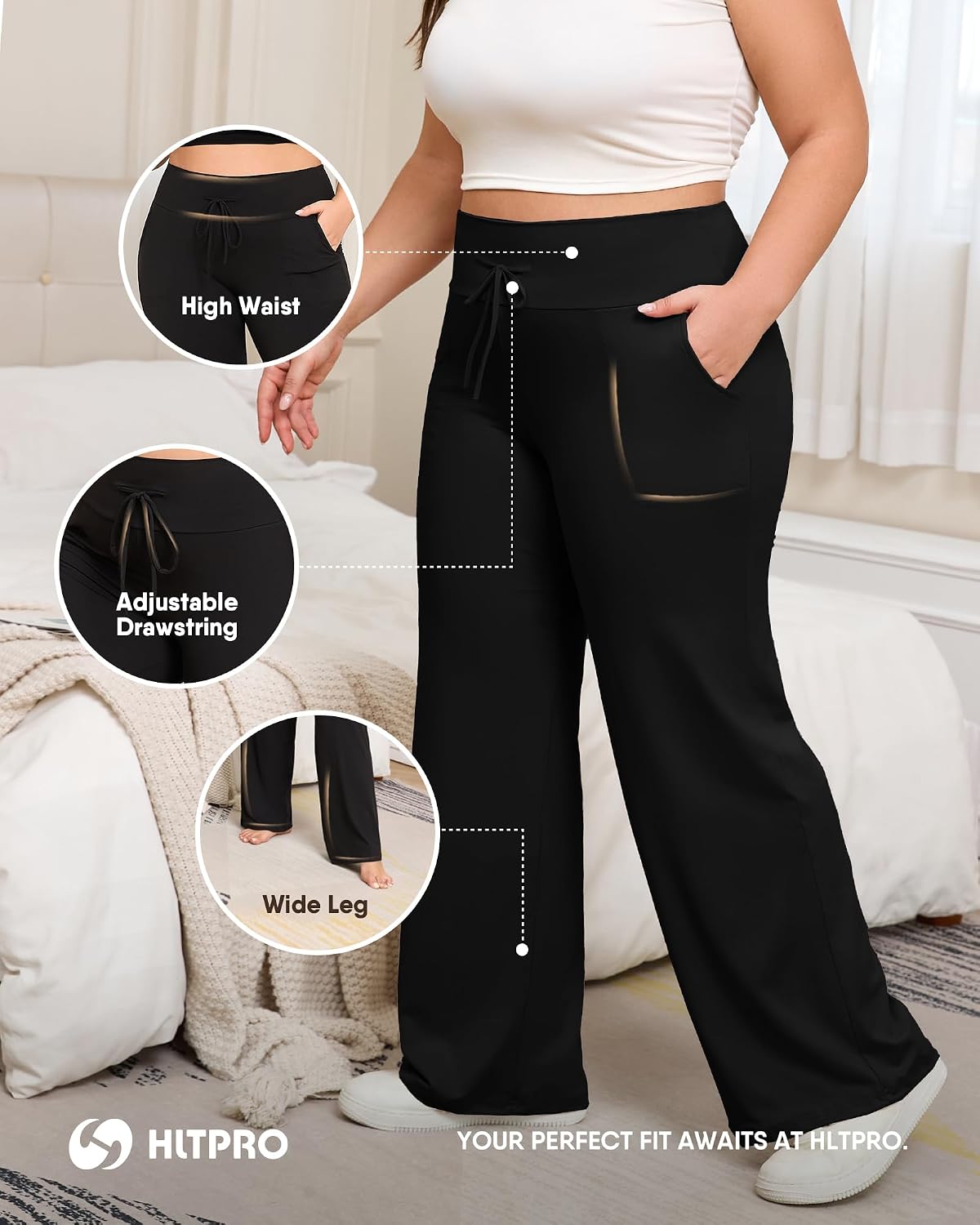 Women's Plus Size Wide Leg Lounge Pants 3 Pack Women's Plus Size Wide Leg Lounge Pants 3 Pack